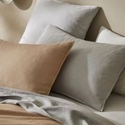 Ravello Linen Fitted Sheet - Silver | Weave Home Bed Linen gallery detail image