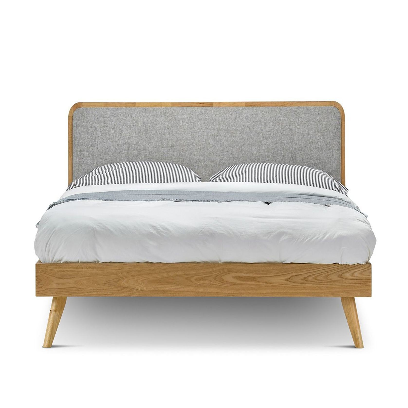 Stella Queen Bed Frame | Light Grey & Natural Oak gallery detail image