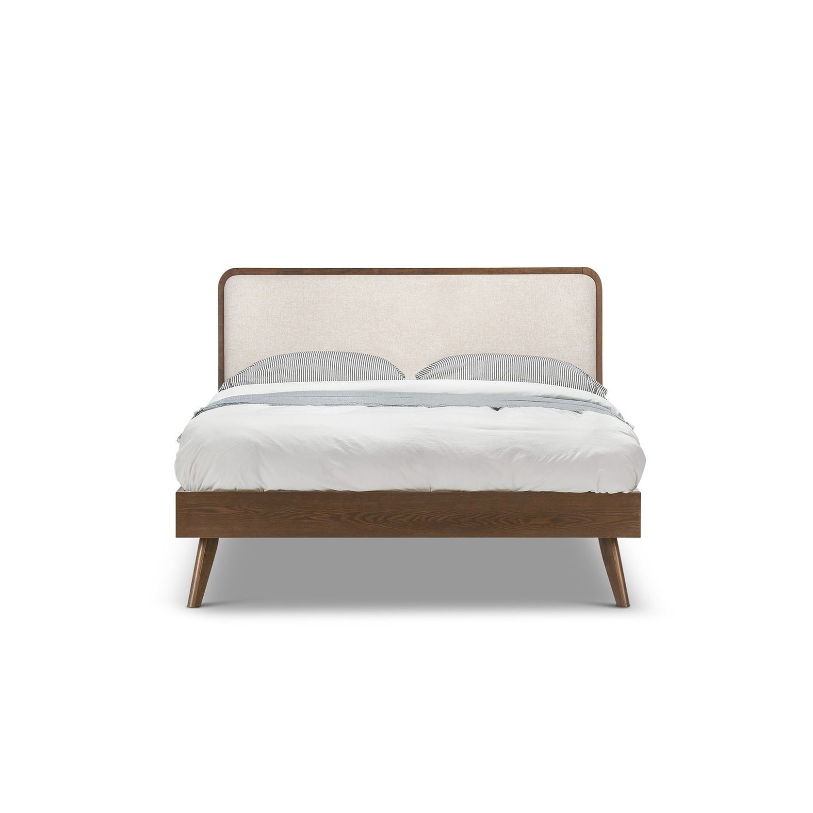 Stella Queen Bed Frame | Light Beige & Walnut gallery detail image