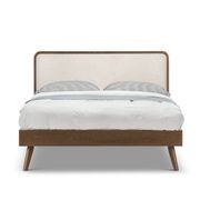 Stella Queen Bed Frame | Light Beige & Walnut gallery detail image