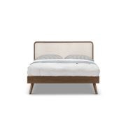 Stella Queen Bed Frame | Light Beige & Walnut gallery detail image