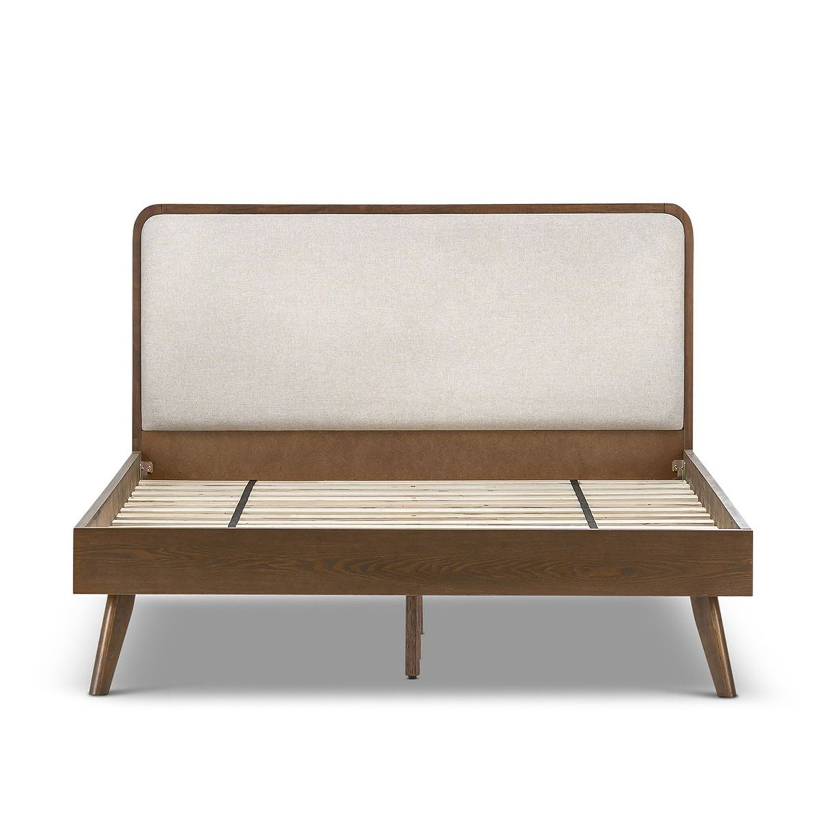 Stella Queen Bed Frame | Light Beige & Walnut gallery detail image