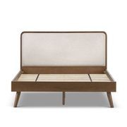 Stella Queen Bed Frame | Light Beige & Walnut gallery detail image