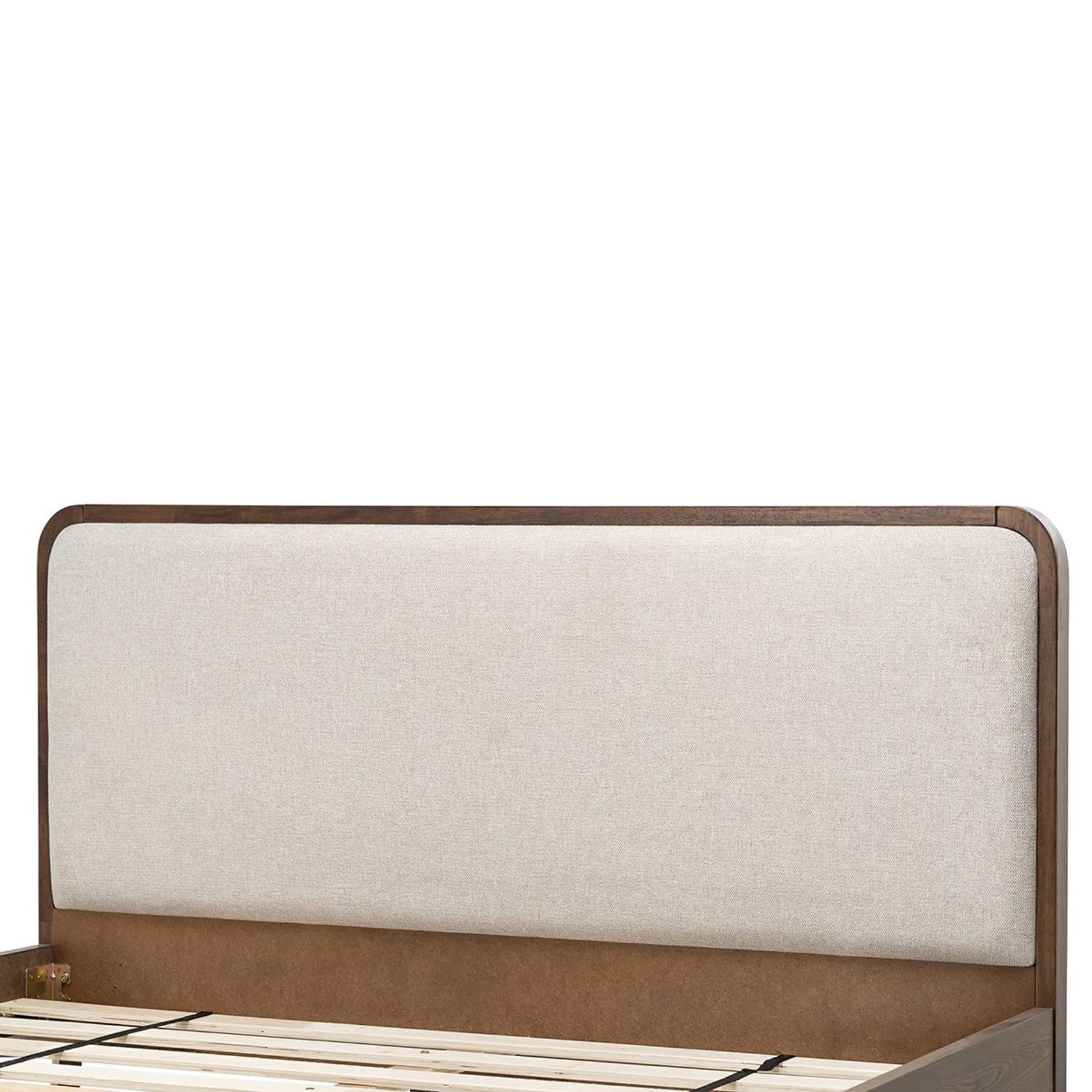Stella Queen Bed Frame | Light Beige & Walnut gallery detail image