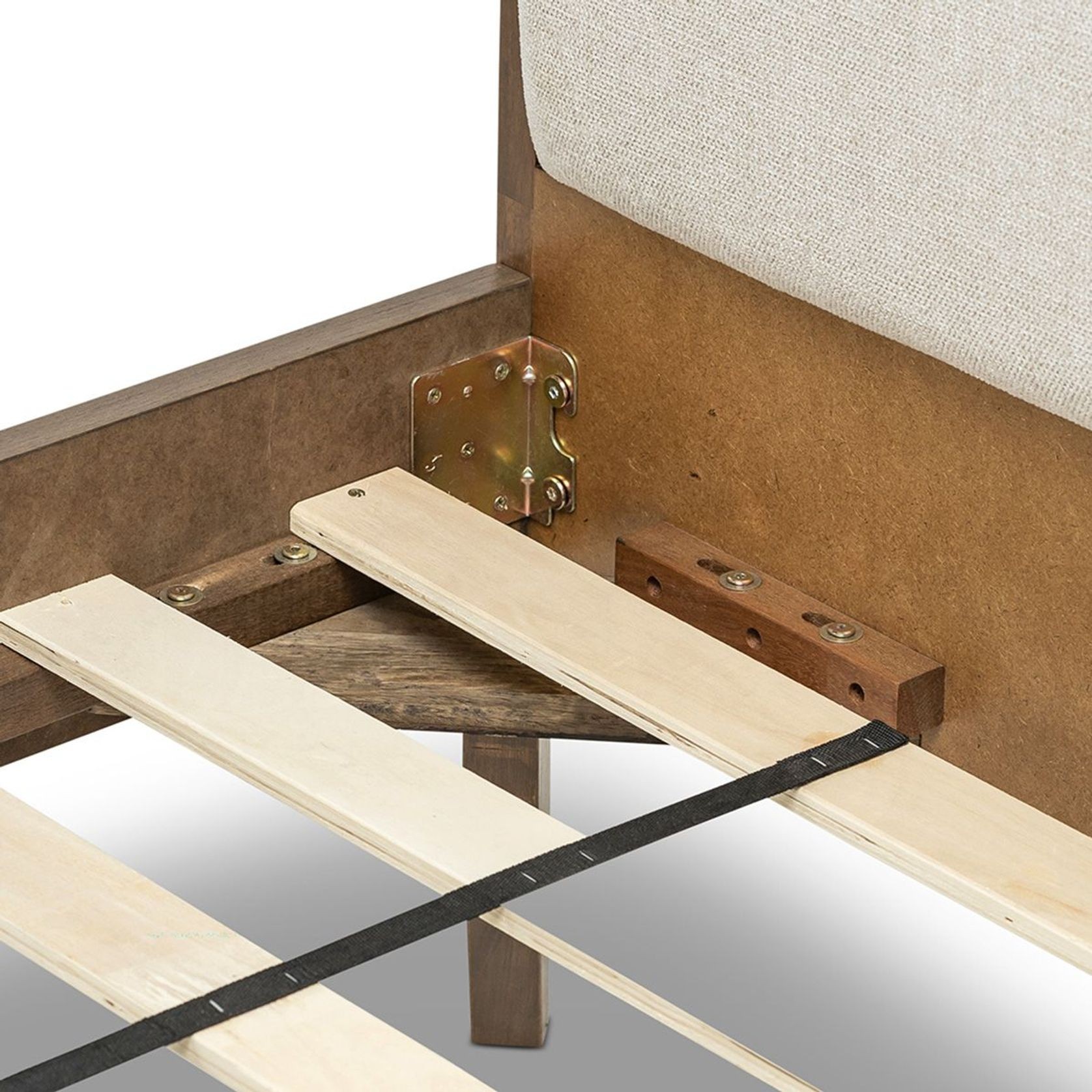 Stella Queen Bed Frame | Light Beige & Walnut gallery detail image