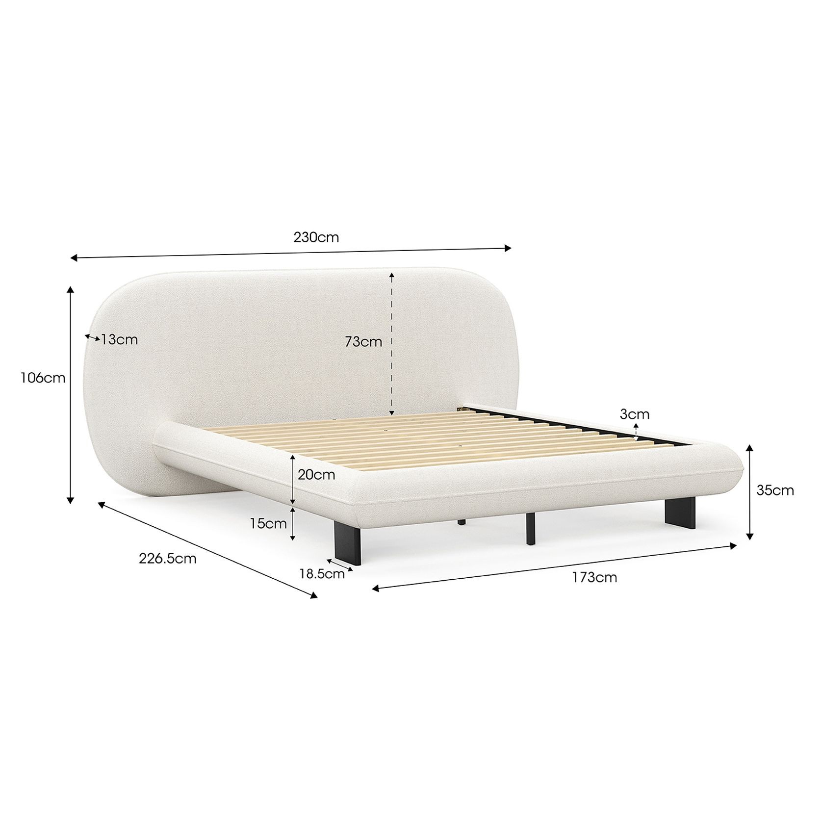 Brune Oversized Queen Bed Frame | Canvas Ivory gallery detail image