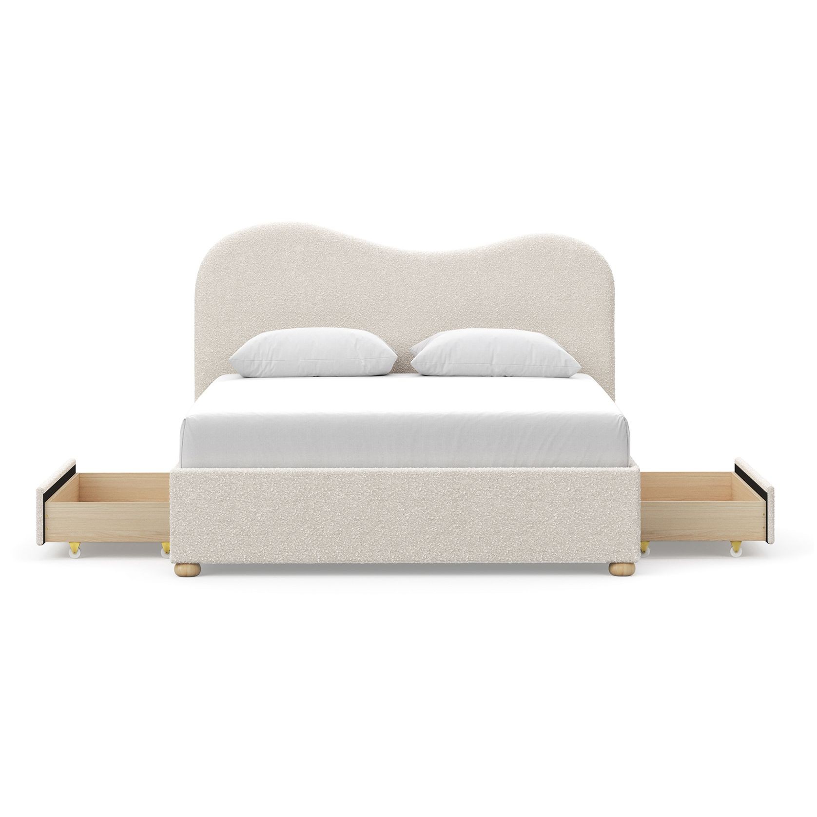 Aira Queen 2 Drawer Storage Bed Frame | Cream Boucle gallery detail image