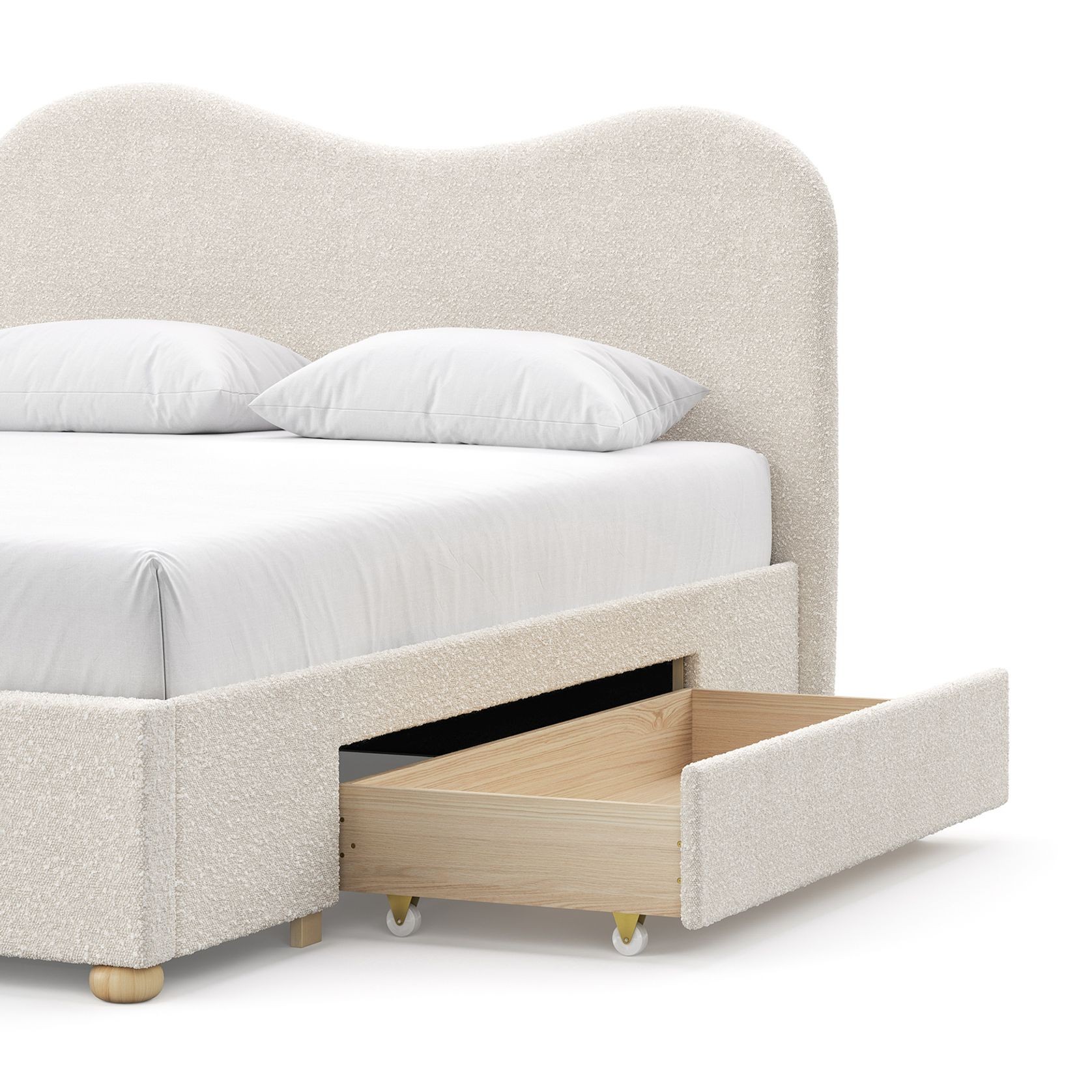 Aira Queen 2 Drawer Storage Bed Frame | Cream Boucle gallery detail image