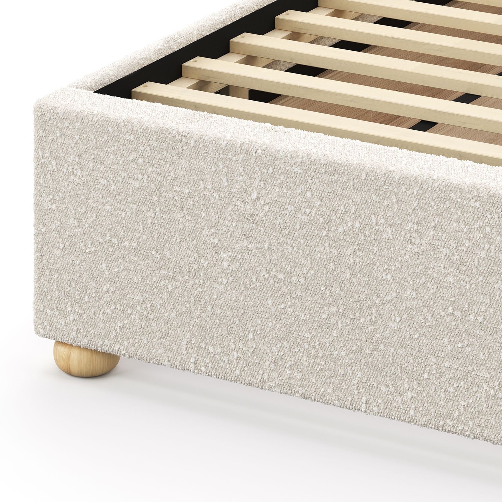Aira Queen 2 Drawer Storage Bed Frame | Cream Boucle gallery detail image