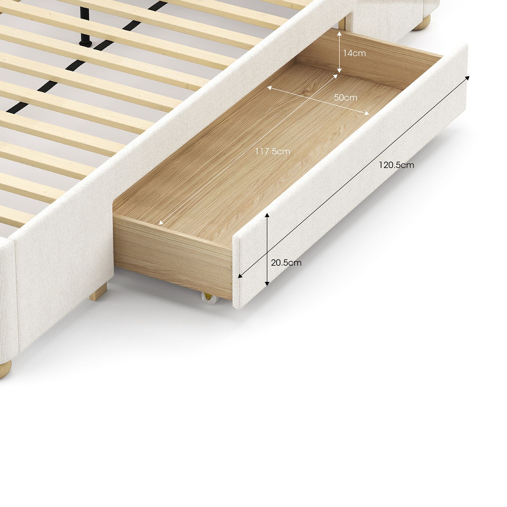 Lanore Queen 2 Drawer Storage Bed Frame | Canvas Ivory gallery detail image