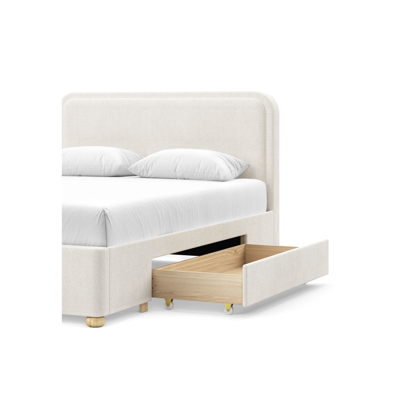 Lanore Queen 2 Drawer Storage Bed Frame | Canvas Ivory gallery detail image