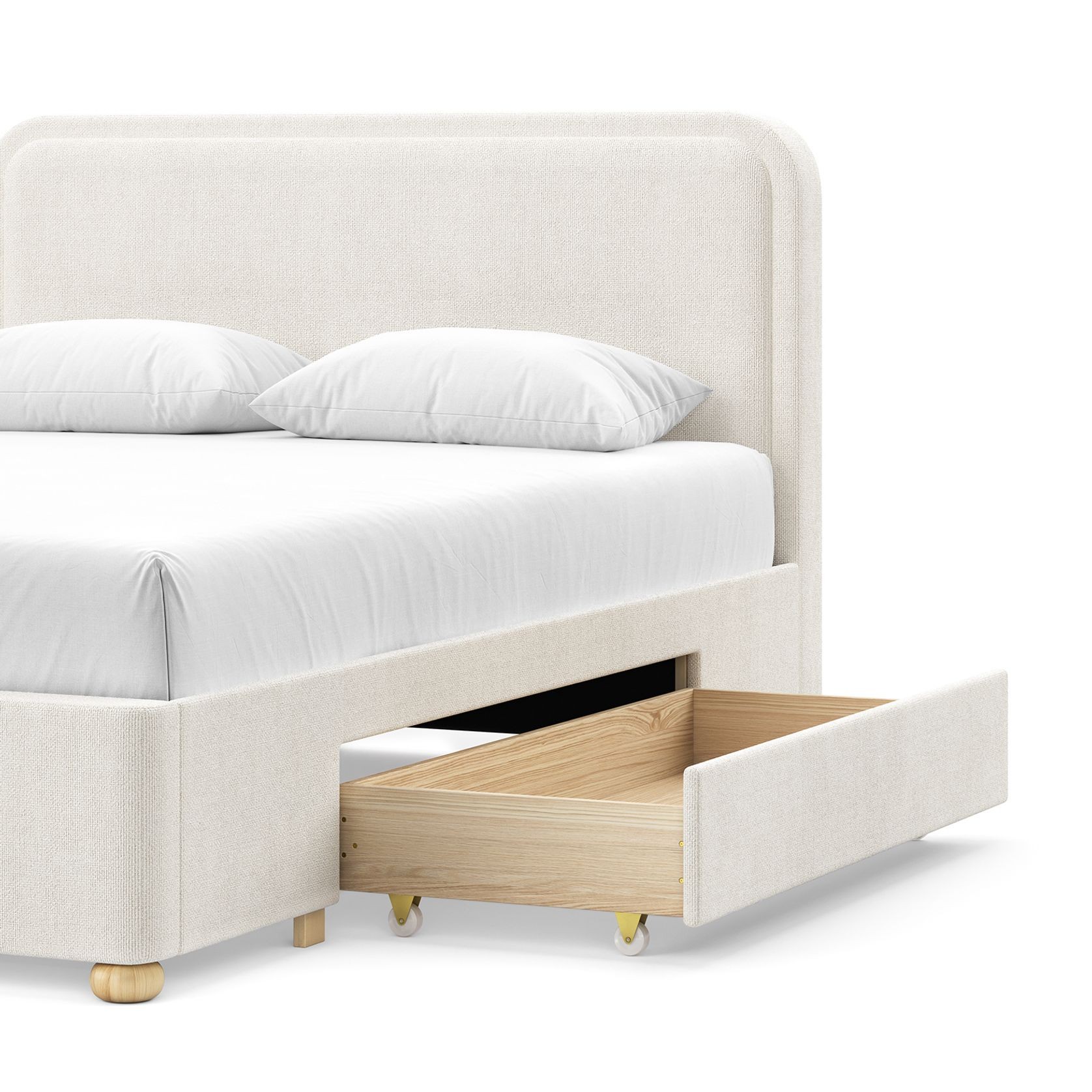 Lanore Queen 2 Drawer Storage Bed Frame | Canvas Ivory gallery detail image