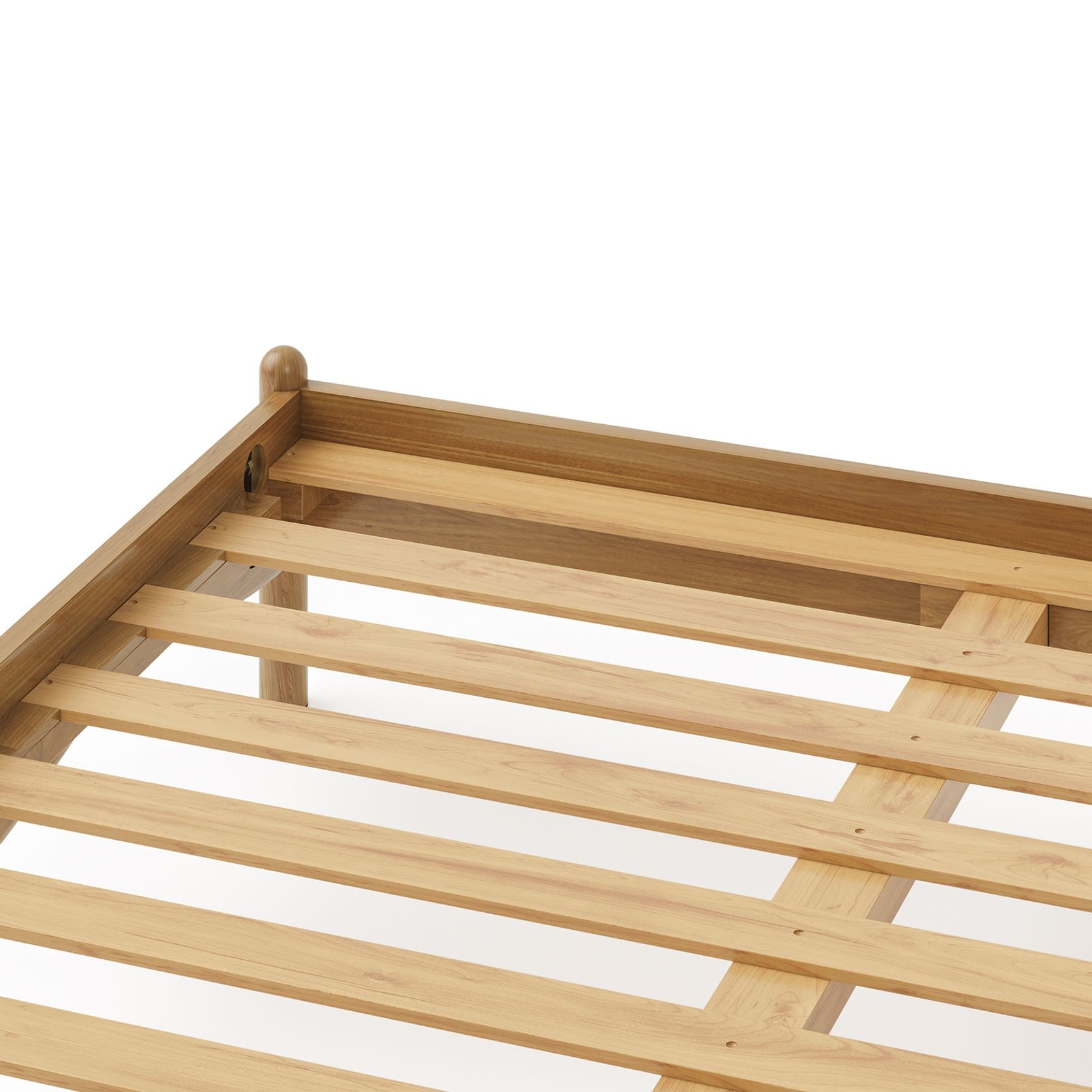 Pippa Scalloped Queen Bed Base | Medium Oak gallery detail image