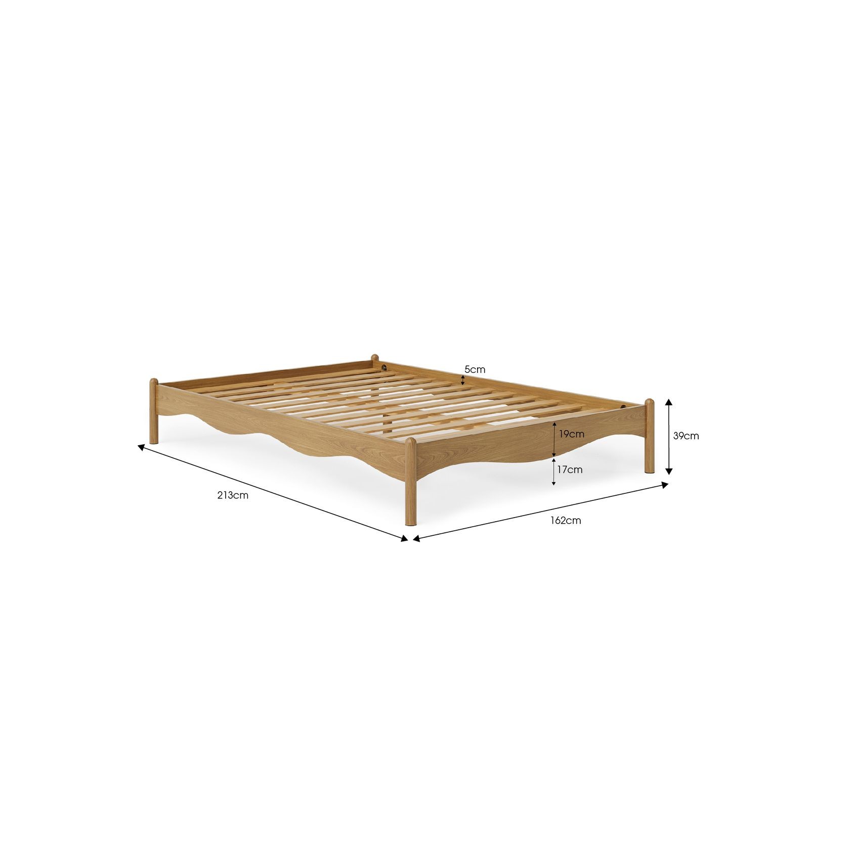 Pippa Scalloped Queen Bed Base | Medium Oak gallery detail image