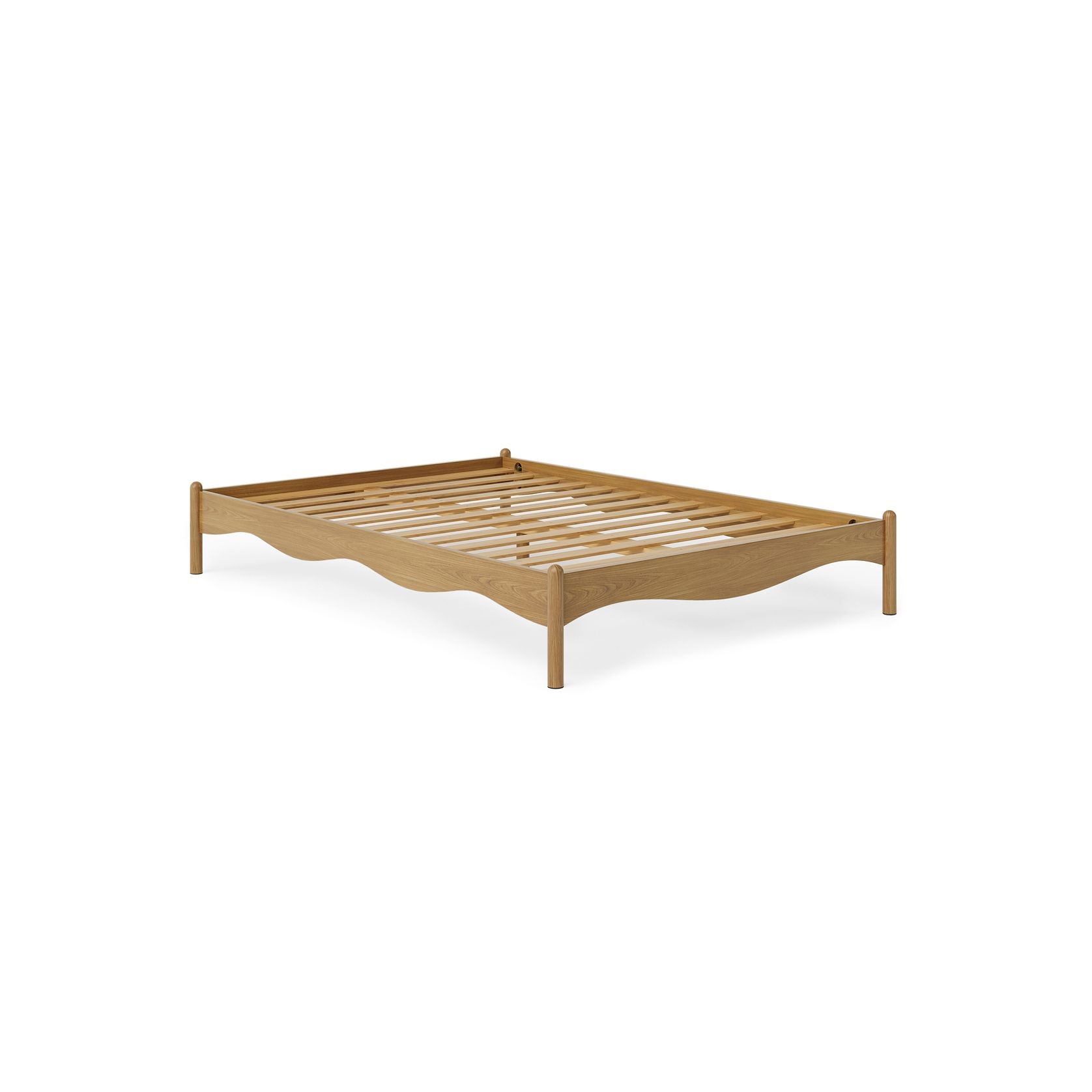 Pippa Scalloped Queen Bed Base | Medium Oak gallery detail image