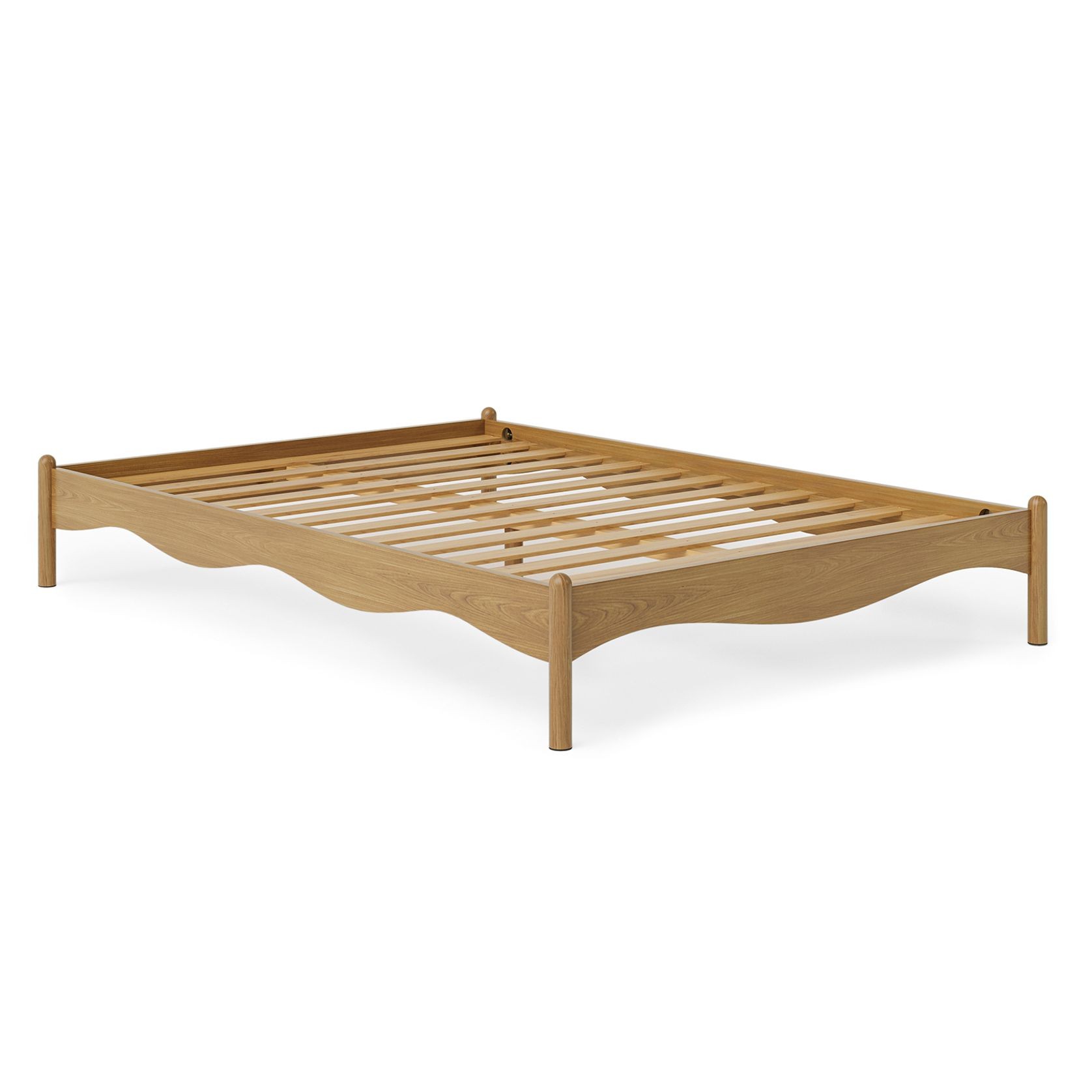 Pippa Scalloped Queen Bed Base | Medium Oak gallery detail image