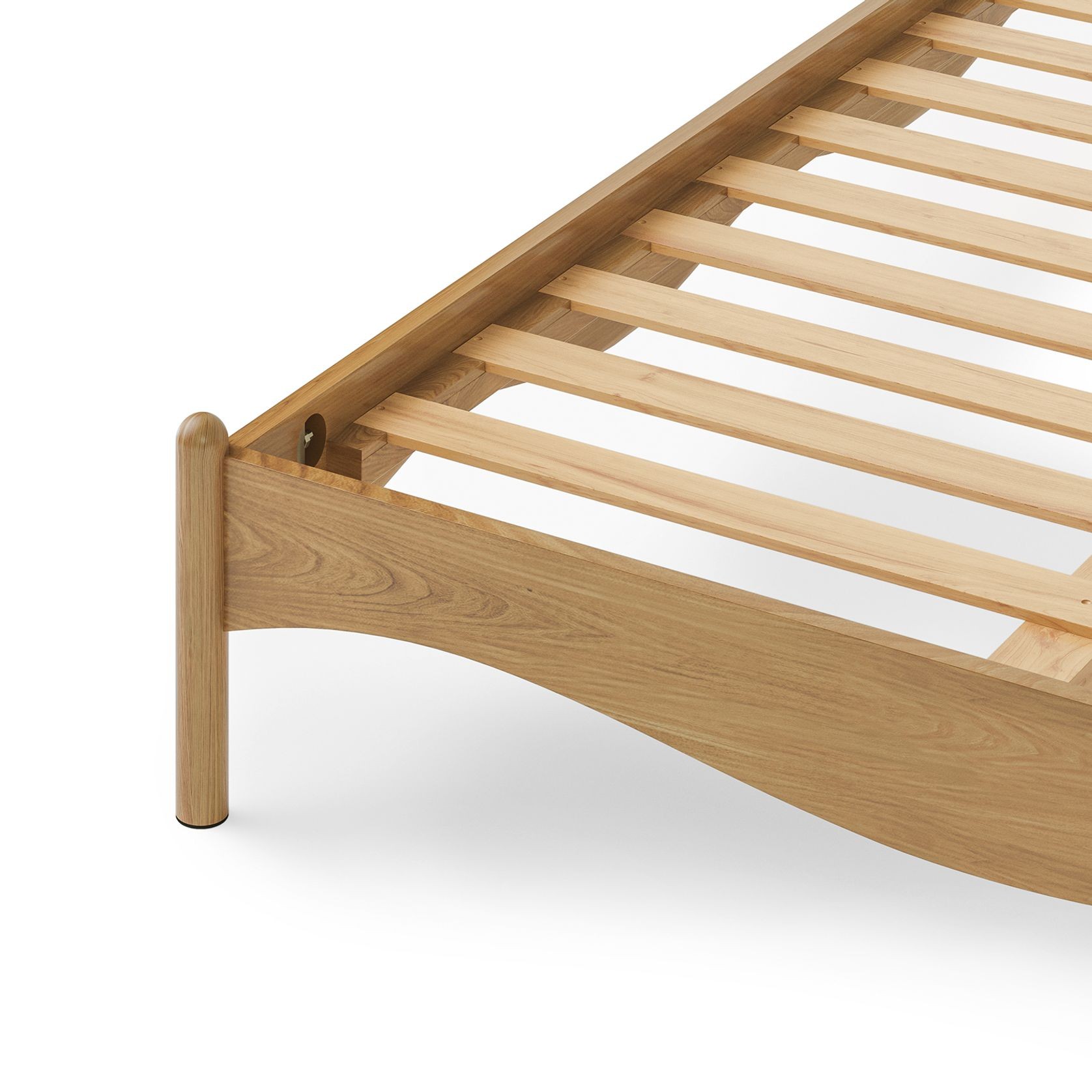 Pippa Scalloped Queen Bed Base | Medium Oak gallery detail image