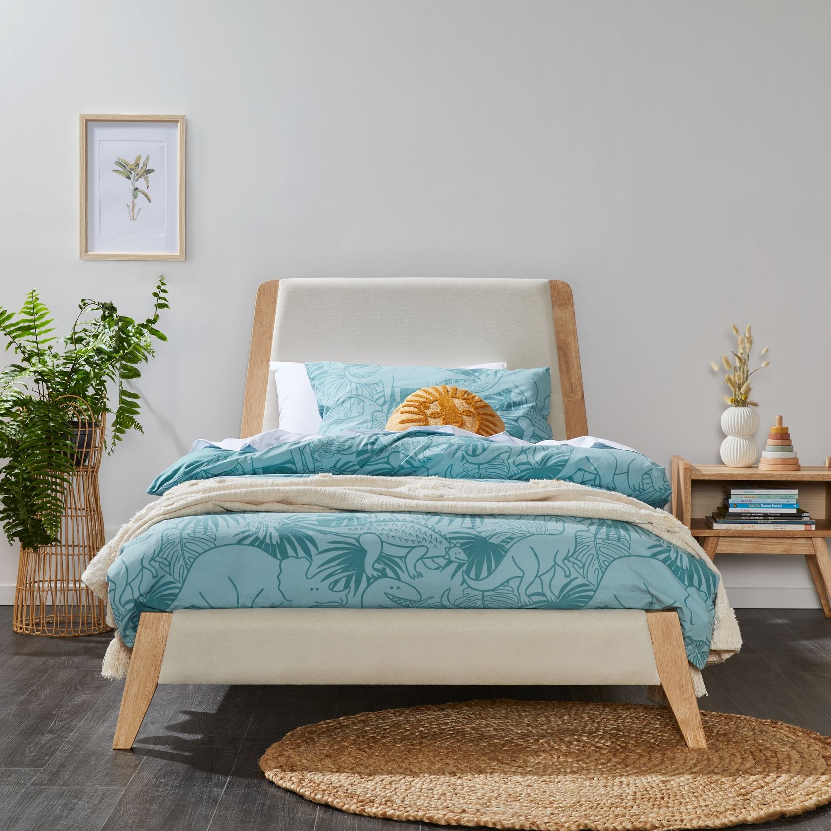 Finn King Single Bed Frame | Natural Hardwood gallery detail image