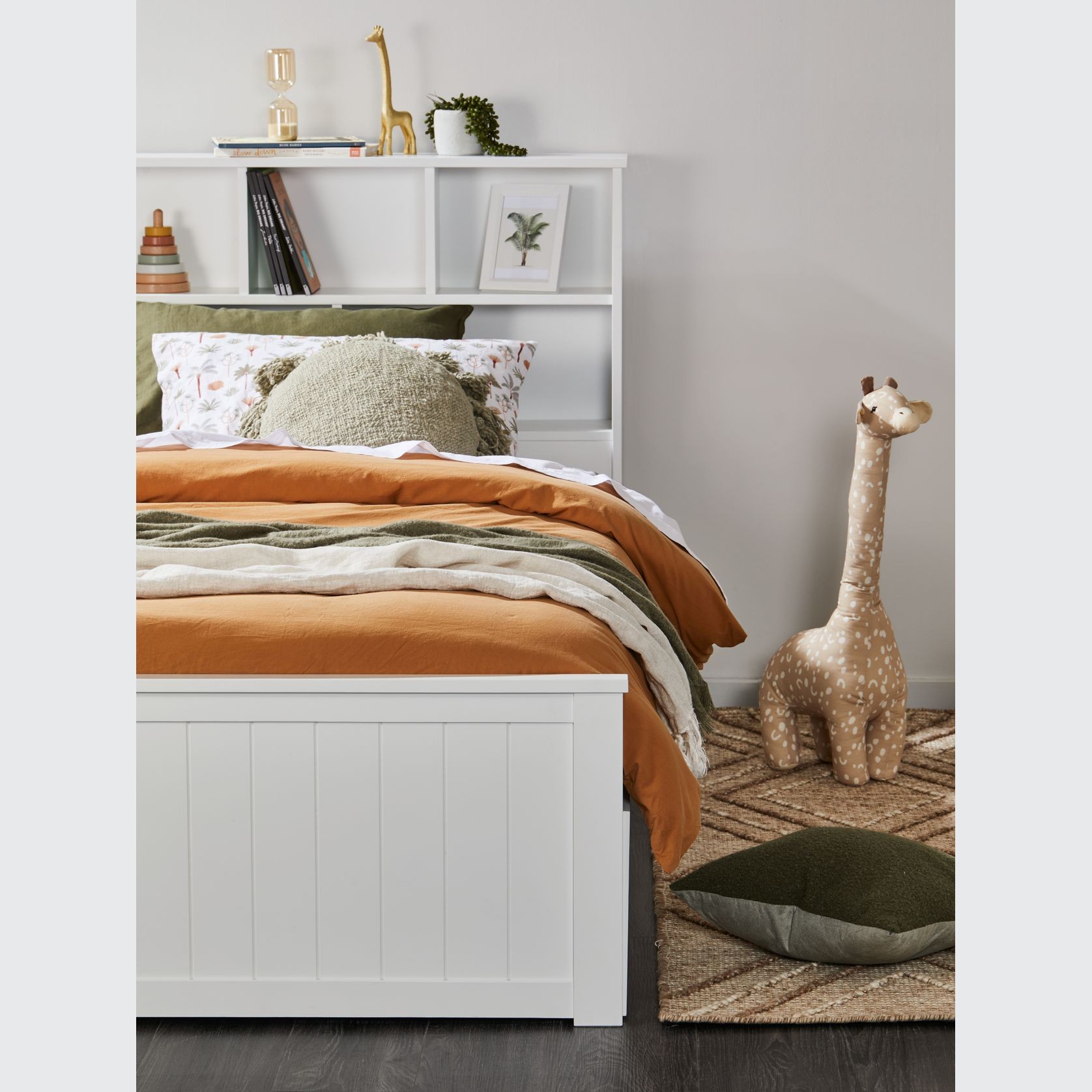 Myer White King Single Bed with Storage | Hardwood gallery detail image