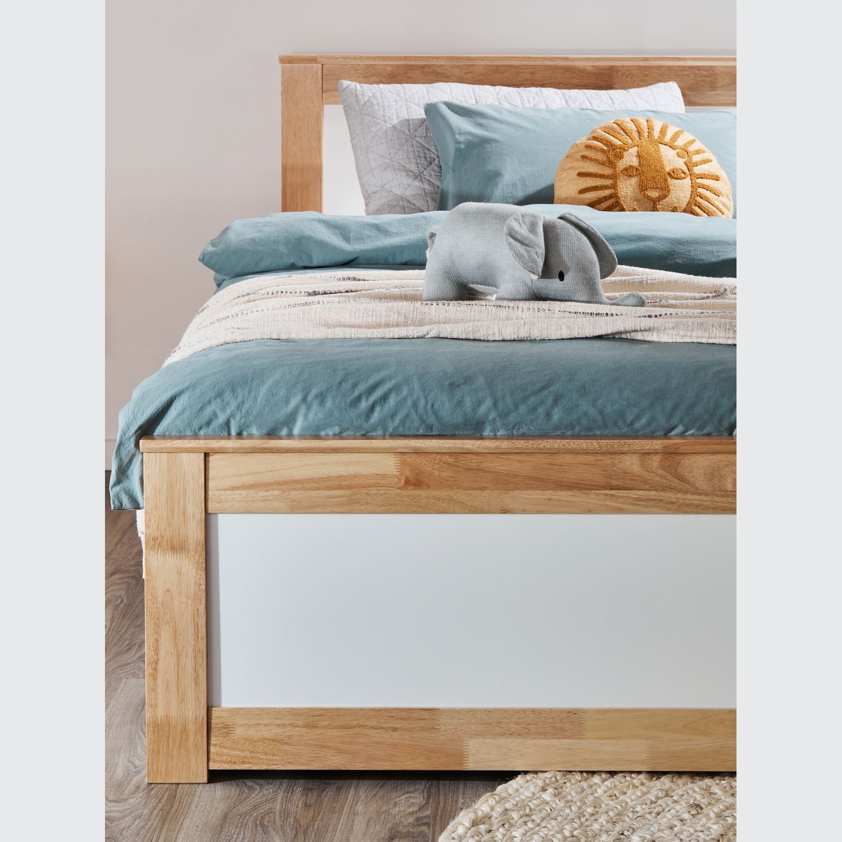 Coco Single Bed with Trundle | Natural Hardwood Frame gallery detail image