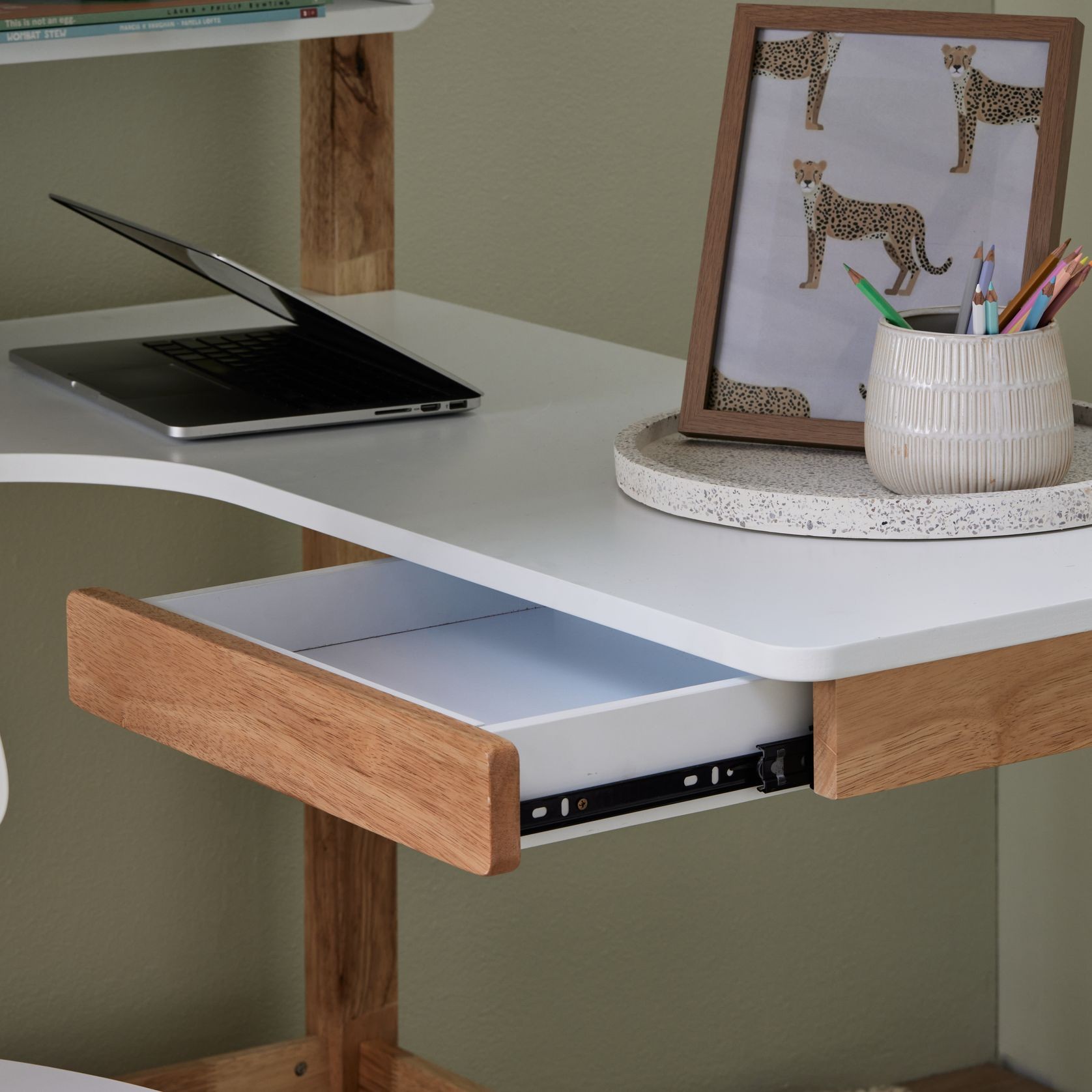 Buddy King Single Loft Bed with Desk and Shelves | Natural Hardwood Frame gallery detail image