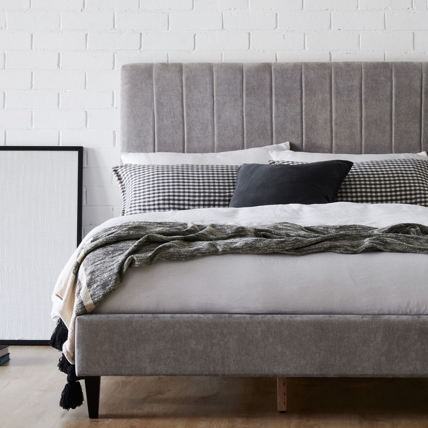 Cannes 2PCE Double Upholstered Headboard and Bed Base B gallery detail image