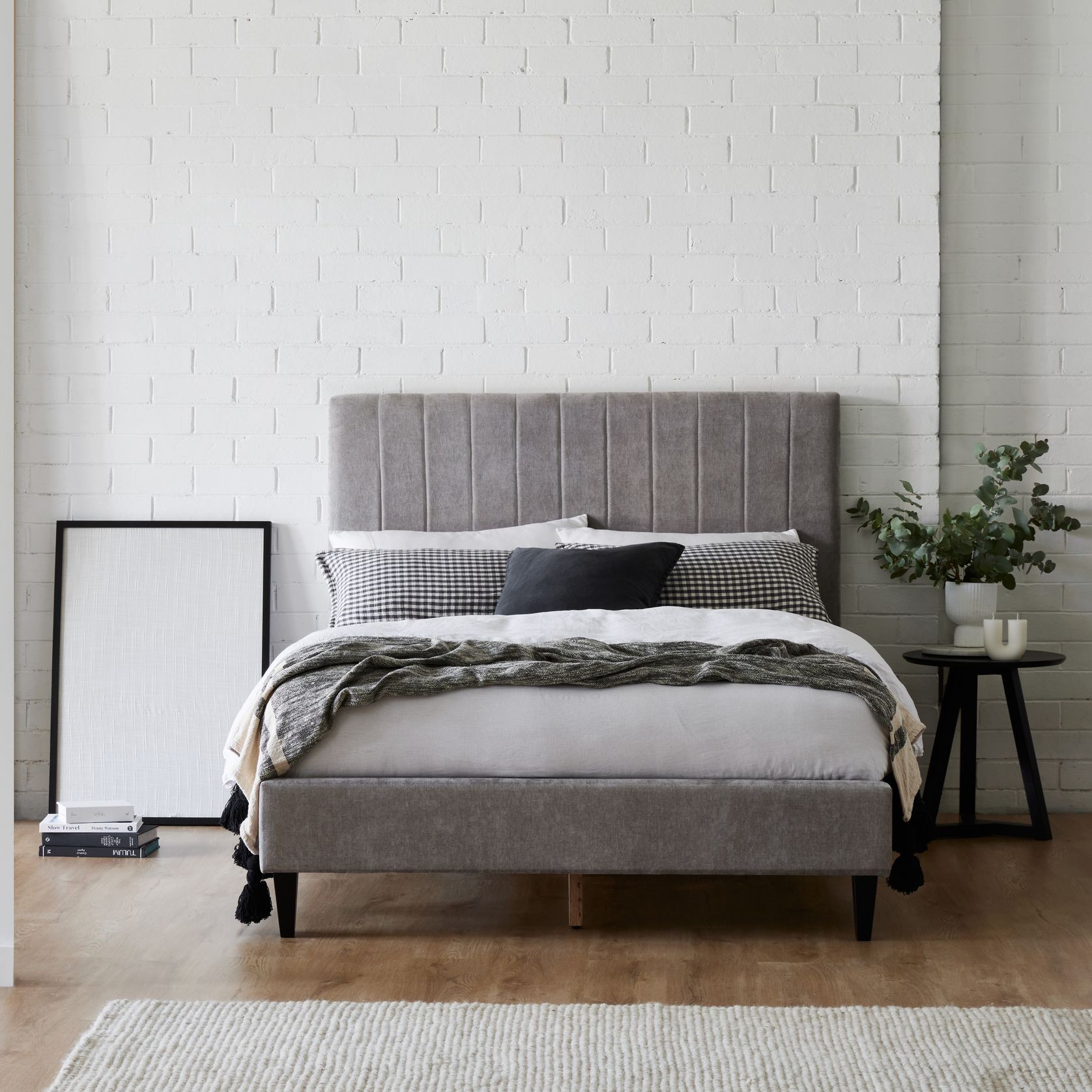 Cannes 2PCE Double Upholstered Headboard and Bed Base B gallery detail image