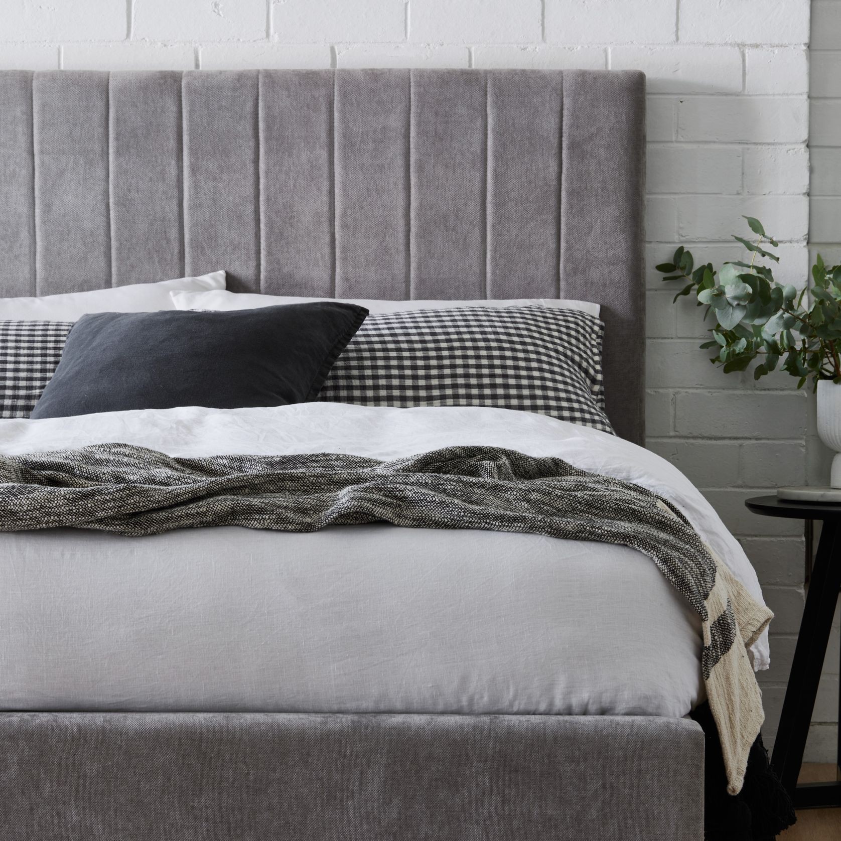 Cannes 2PCE Queen Upholstered Headboard and Bed Base Bu gallery detail image