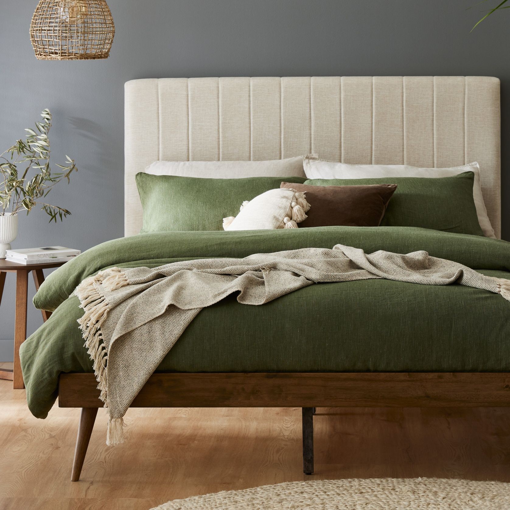 Franki 2PCE Double Headboard and Base Bundle Walnut gallery detail image