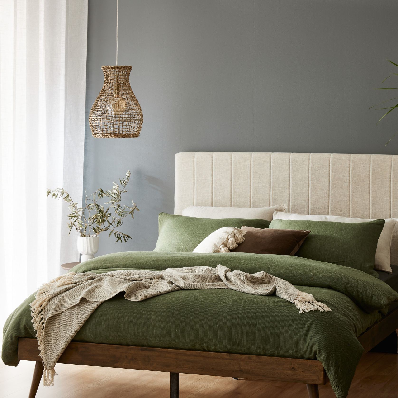 Franki 2PCE Double Headboard and Base Bundle Walnut gallery detail image