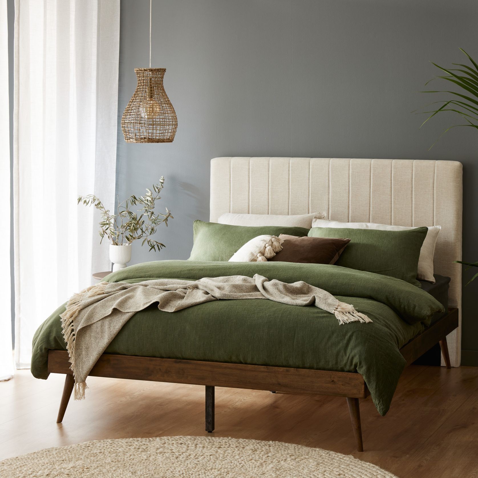 Franki 2PCE Double Headboard and Base Bundle Walnut gallery detail image