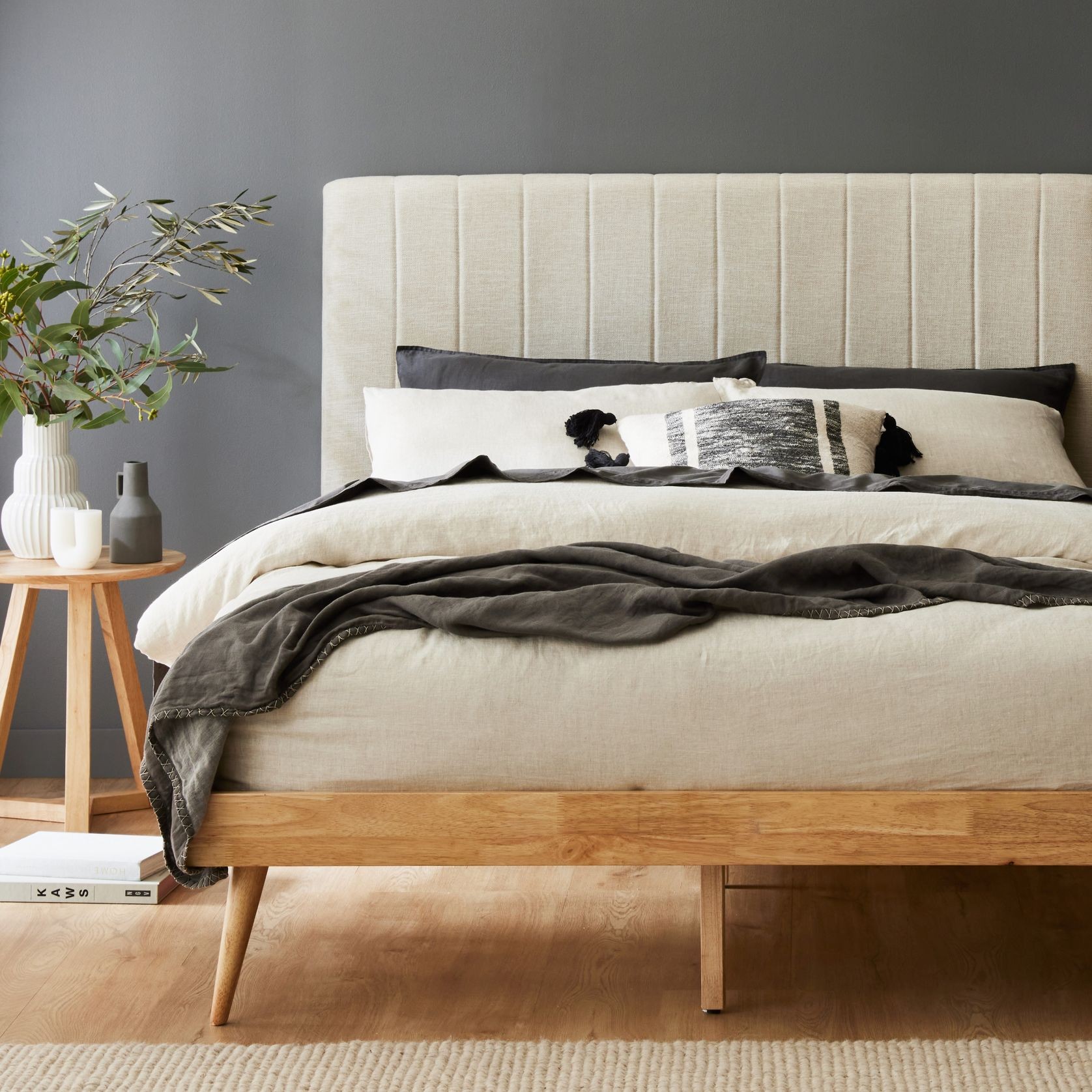 Franki 2PCE Queen Headboard and Base Bundle Natural gallery detail image