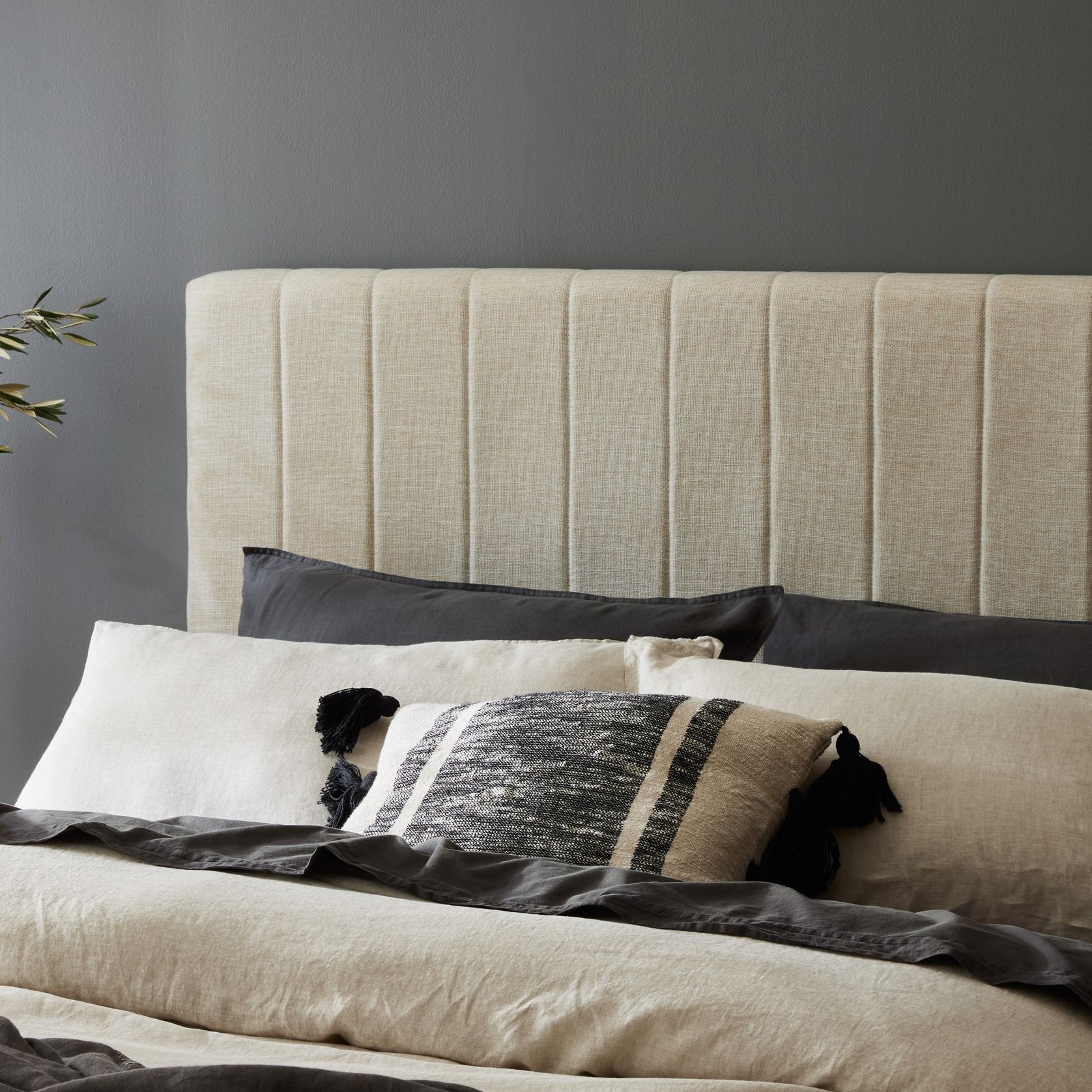 Franki 2PCE Queen Headboard and Base Bundle Natural gallery detail image