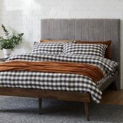 Franki 2PCE Queen Headboard and Bed Base Bundle Walnut gallery detail image