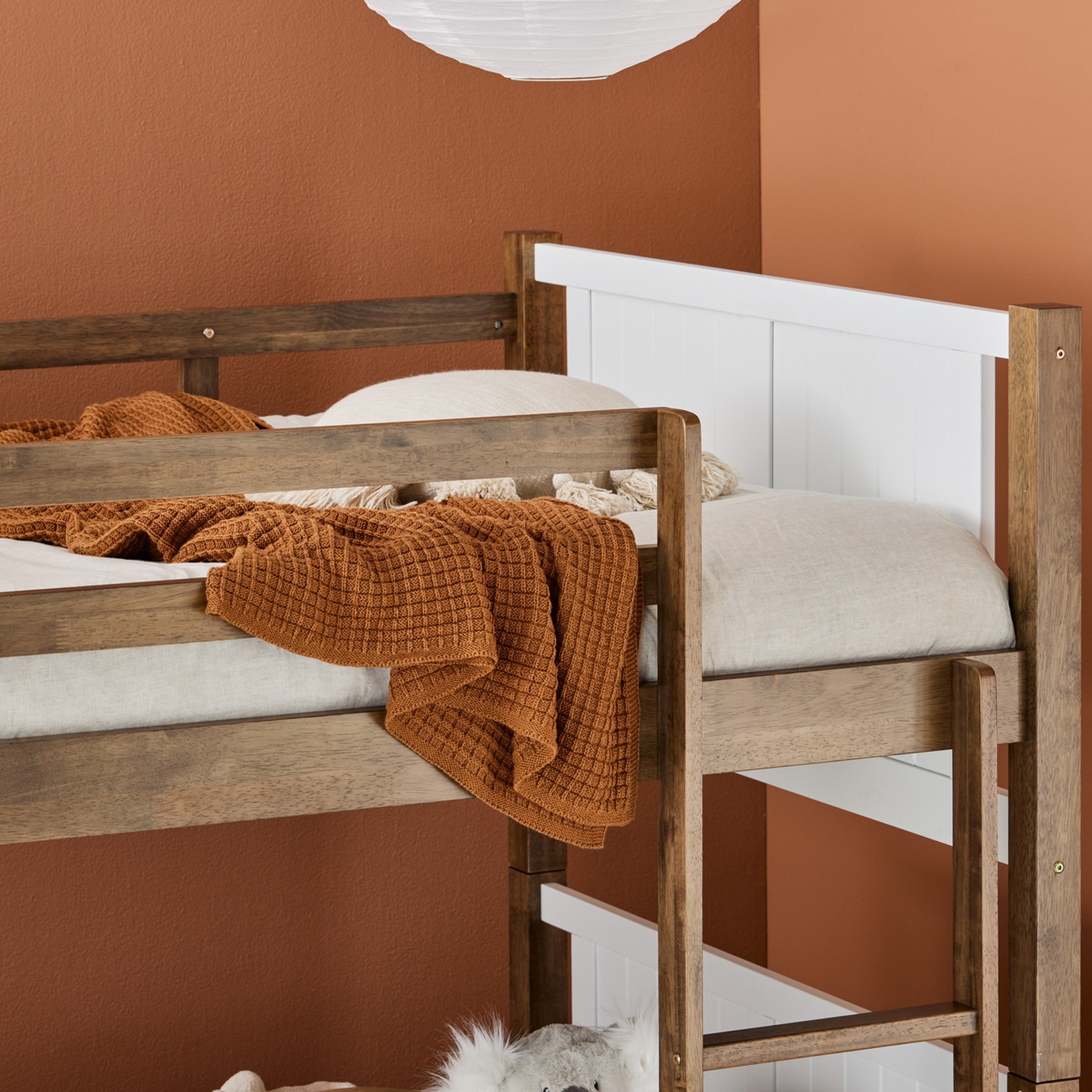 Myer King Single Bunk Bed with Storage | Walnut & White gallery detail image