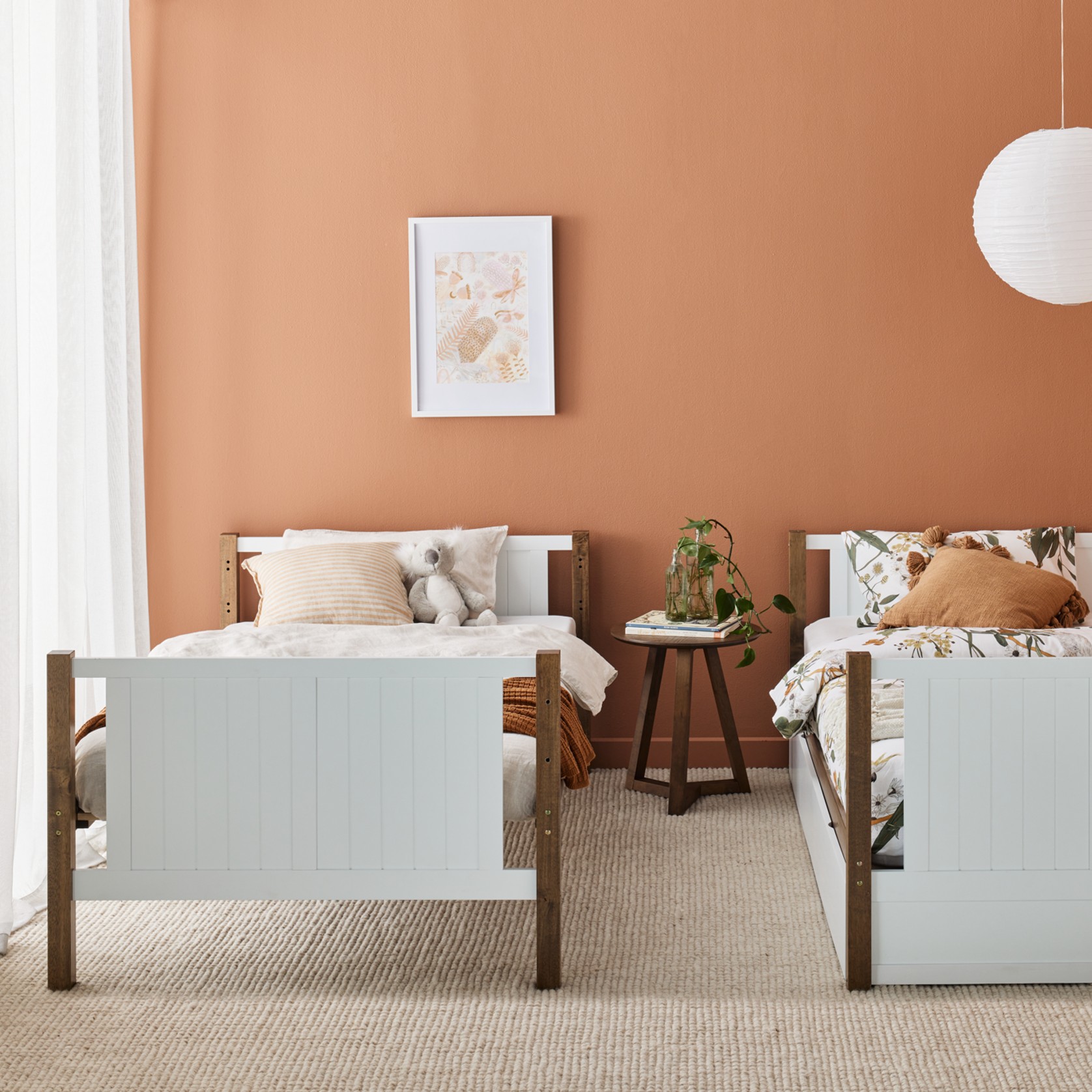 Myer King Single Bunk Bed with Storage | Walnut & White gallery detail image
