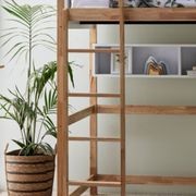 Buddy King Single Loft Bed with Desk and Shelves | Natural Hardwood Frame gallery detail image