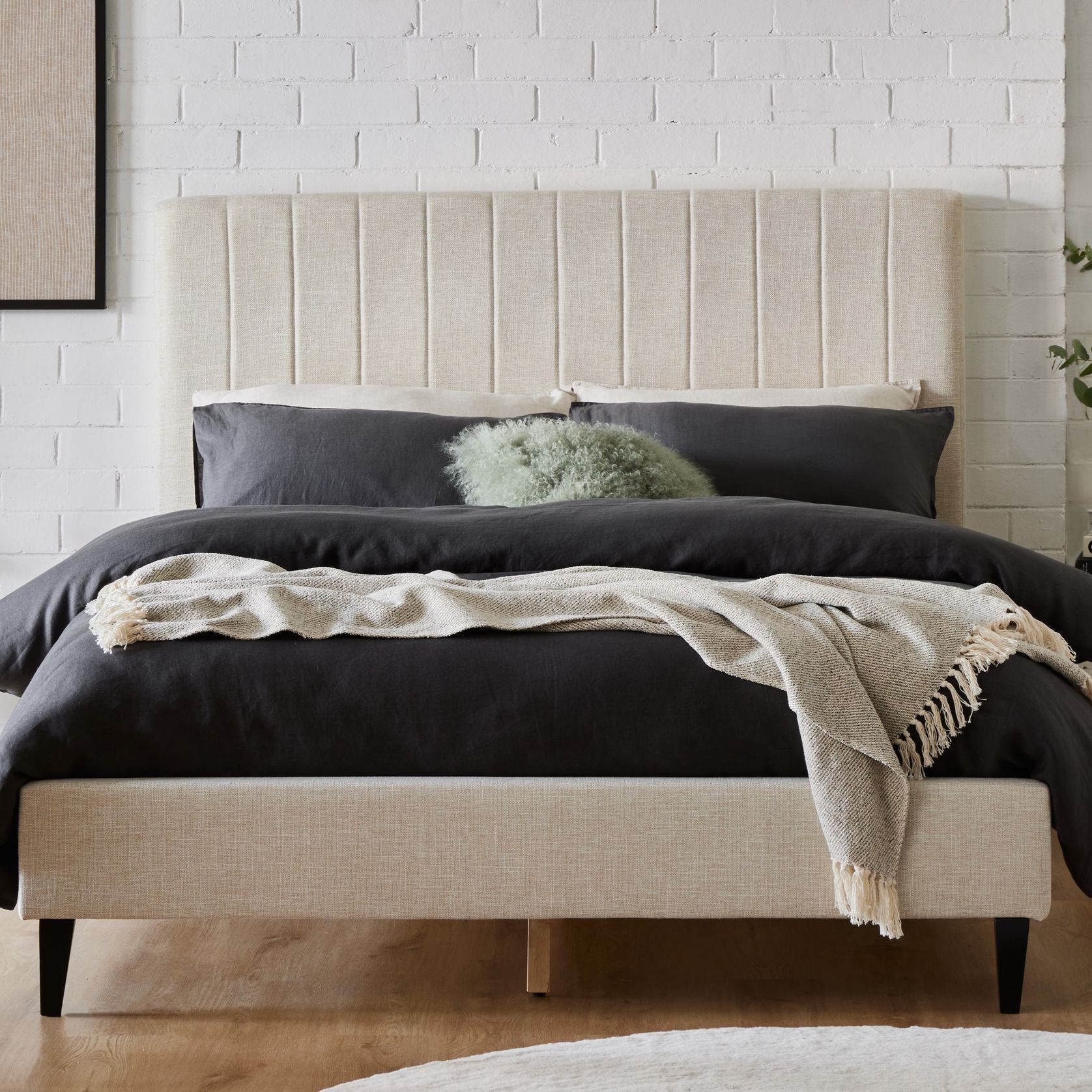 Cannes 2PCE Queen Upholstered Headboard and Base Bundle gallery detail image