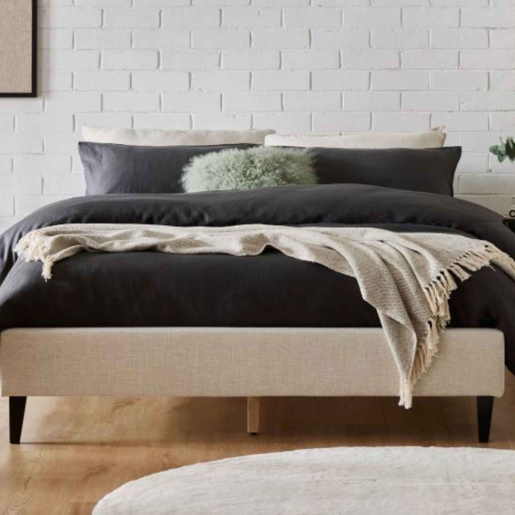Cannes 2PCE Queen Upholstered Headboard and Base Bundle gallery detail image