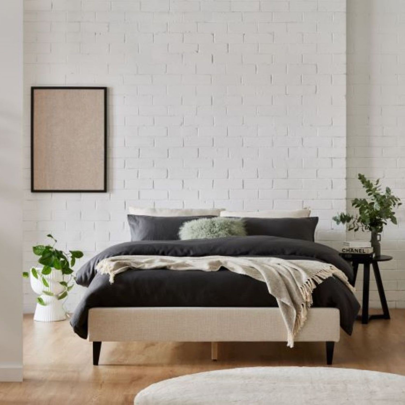 Cannes Queen Upholstered Bed Base | Beige gallery detail image
