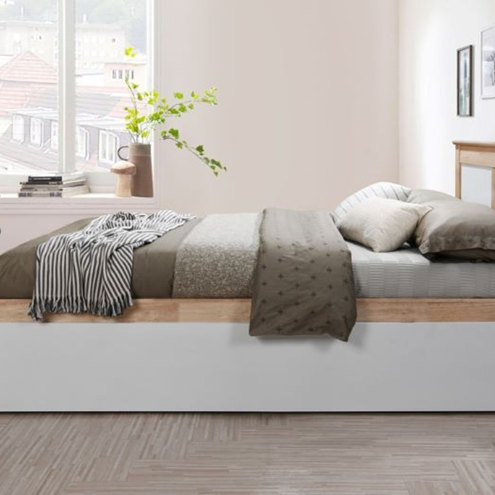 Coco Double Bed with Trundle | Natural Hardwood Frame gallery detail image