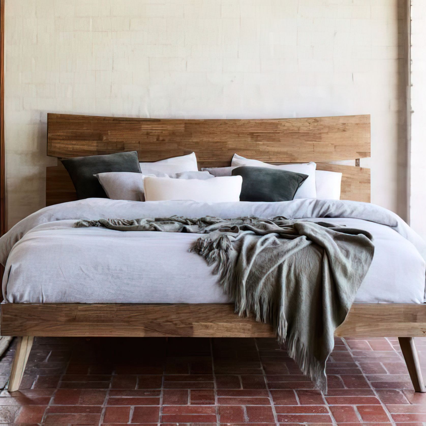 Cruz Hardwood King Size Bed Frame | Rustic Walnut gallery detail image