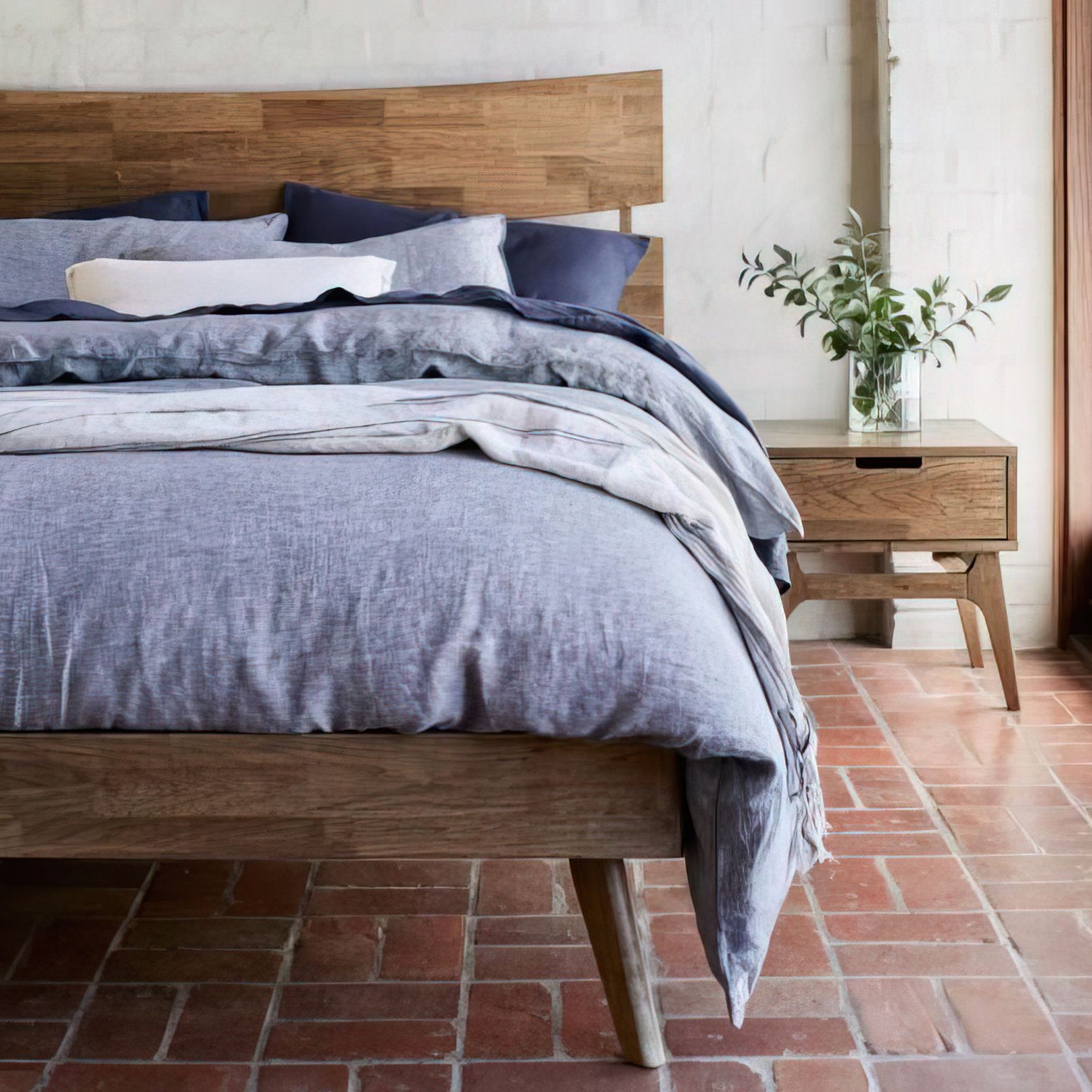 Cruz Double Size Hardwood Bed Frame | Rustic Walnut gallery detail image