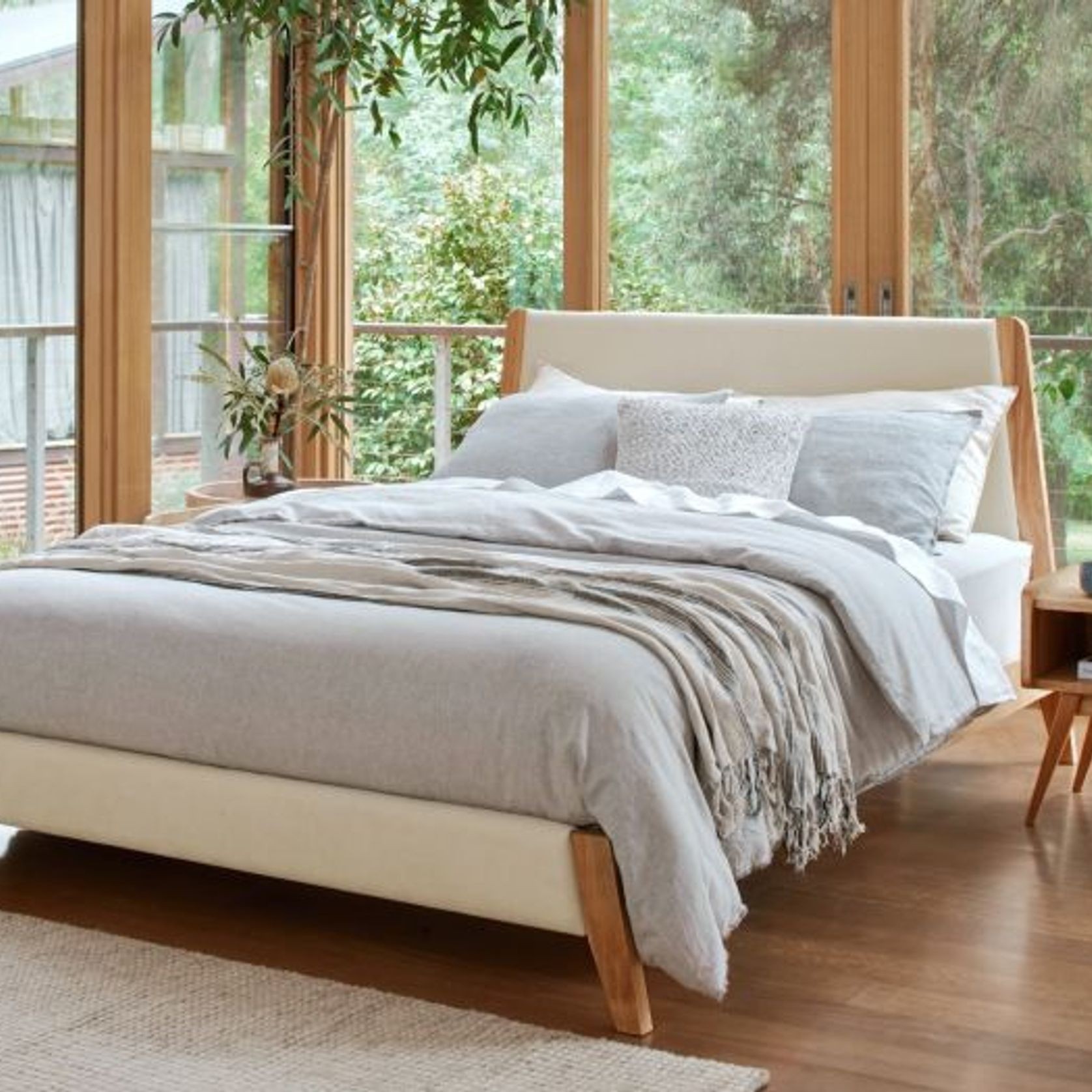 Finn Queen Size Bed Frame | Natural Hardwood gallery detail image