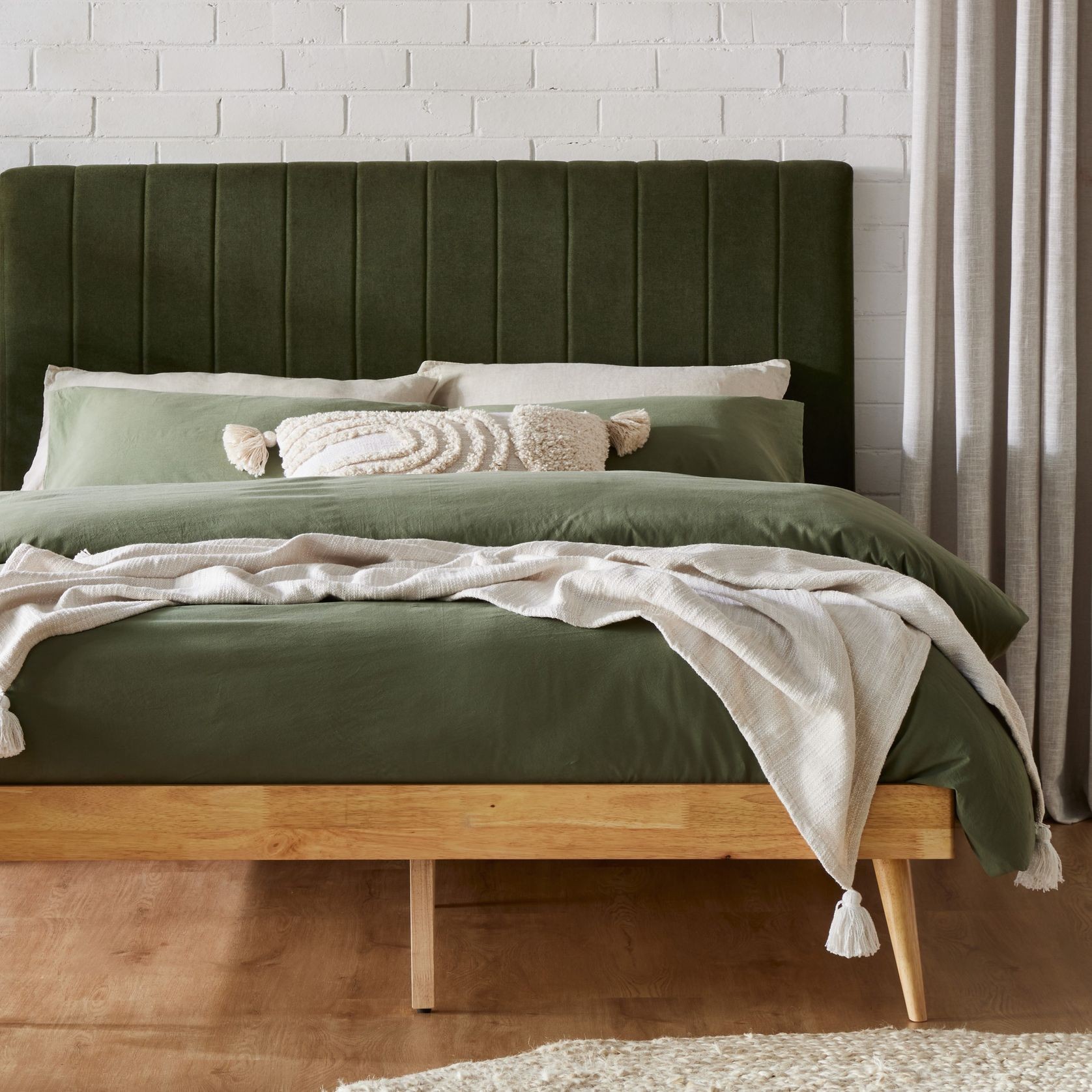 Franki 2PCE Queen Headboard and Base Bundle Natural gallery detail image