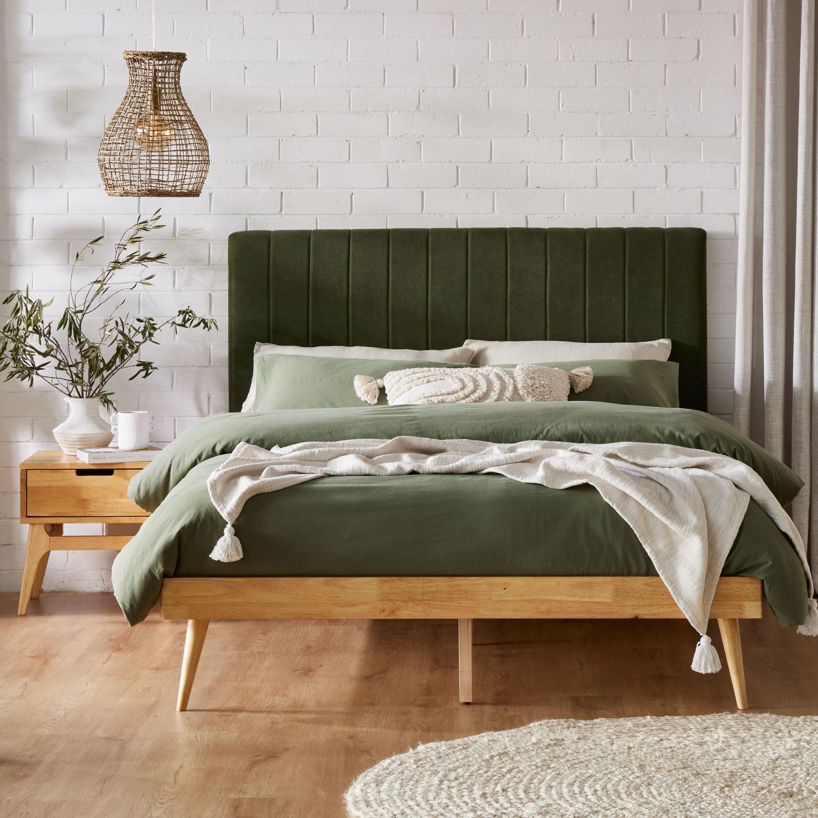Franki 2PCE Queen Headboard and Base Bundle Natural gallery detail image