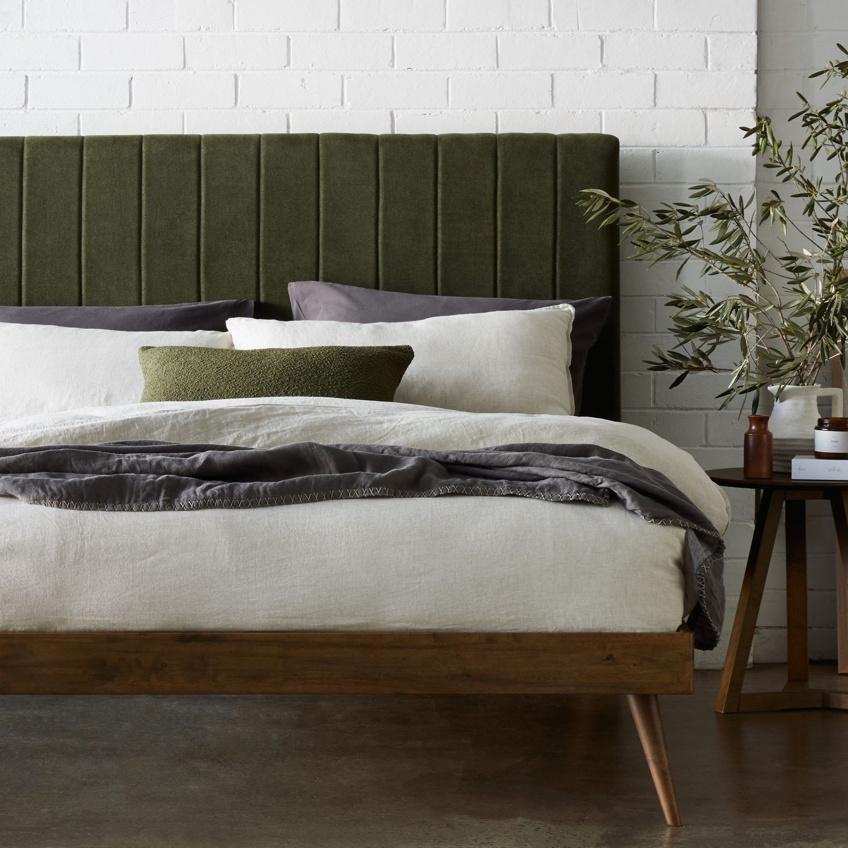 Franki 2PCE Queen Headboard and Base Bundle Walnut gallery detail image