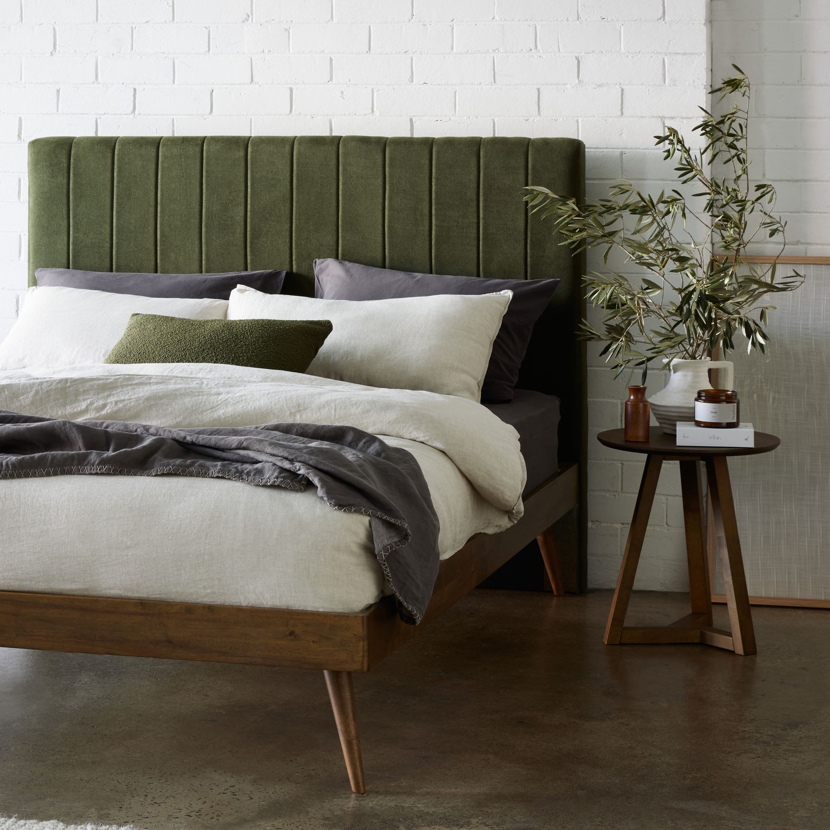Franki 2PCE Queen Headboard and Base Bundle Walnut gallery detail image