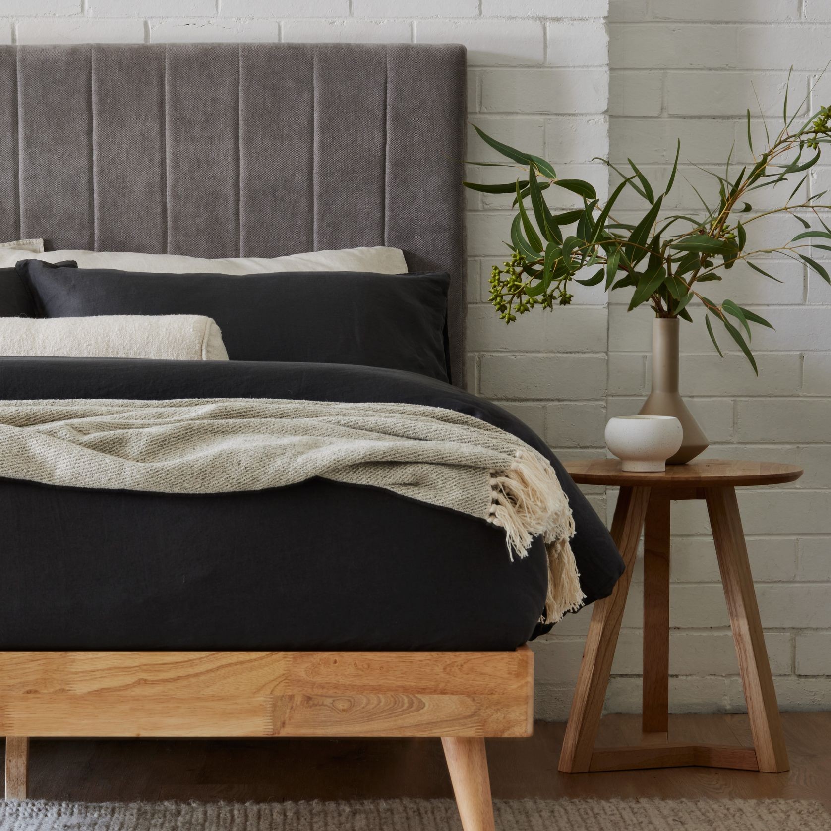 Franki 2PCE Double Headboard and Base Bundle Natural gallery detail image