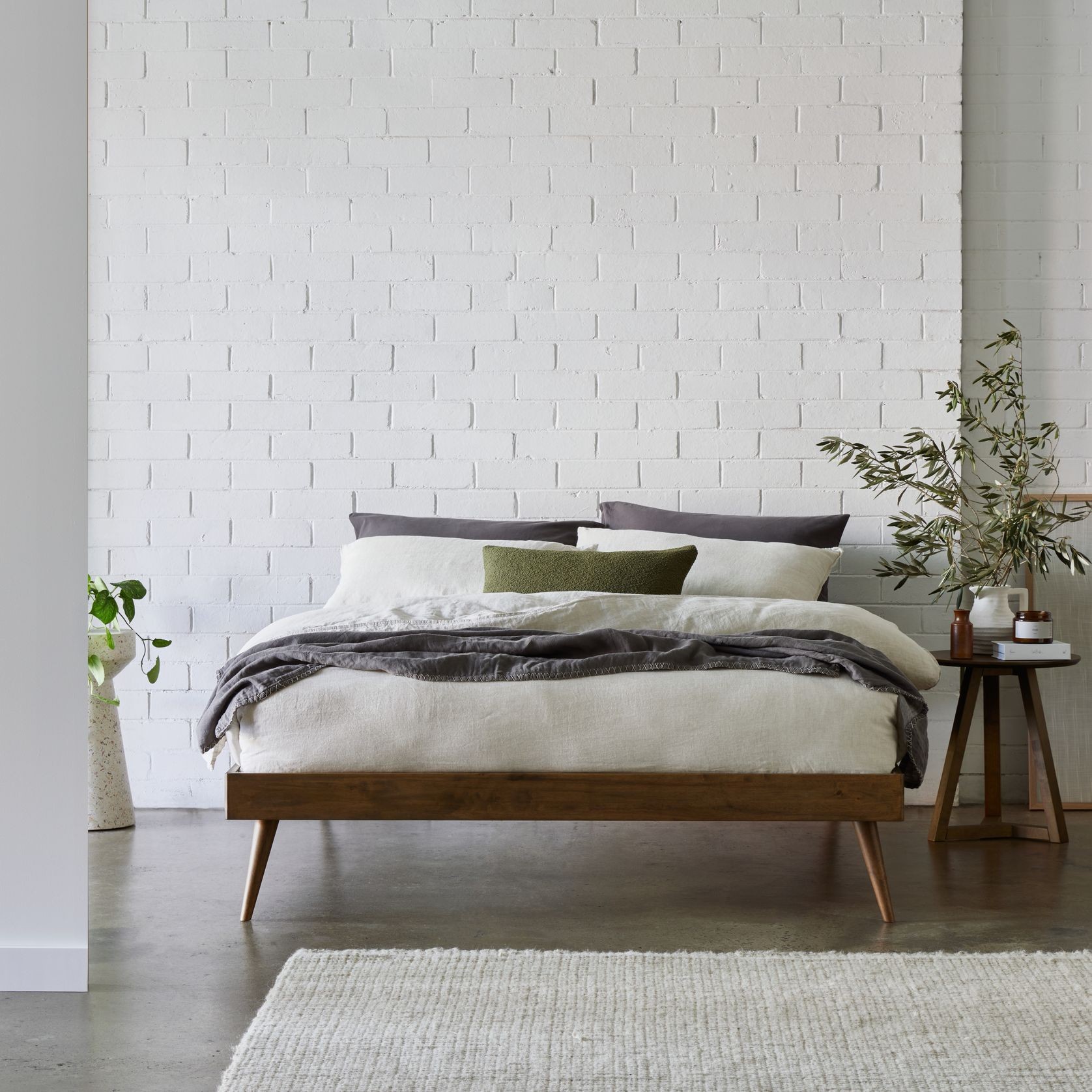 Franki Queen Hardwood Bed Base | Walnut gallery detail image